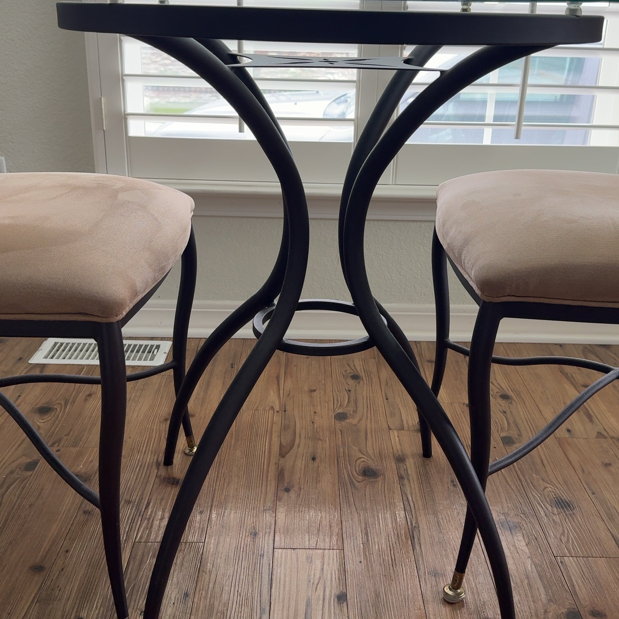 Small Breakfast Nook Glass Table & 2 Chairs