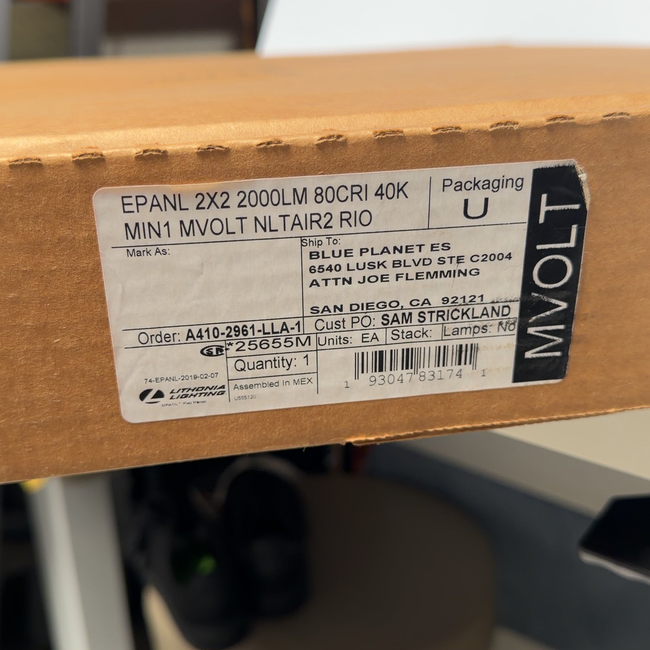 Lithonia EPANL 2X2 2000LM 80CRI 40K MIN1 MVOLT, 120-277V, Dims to 10%
