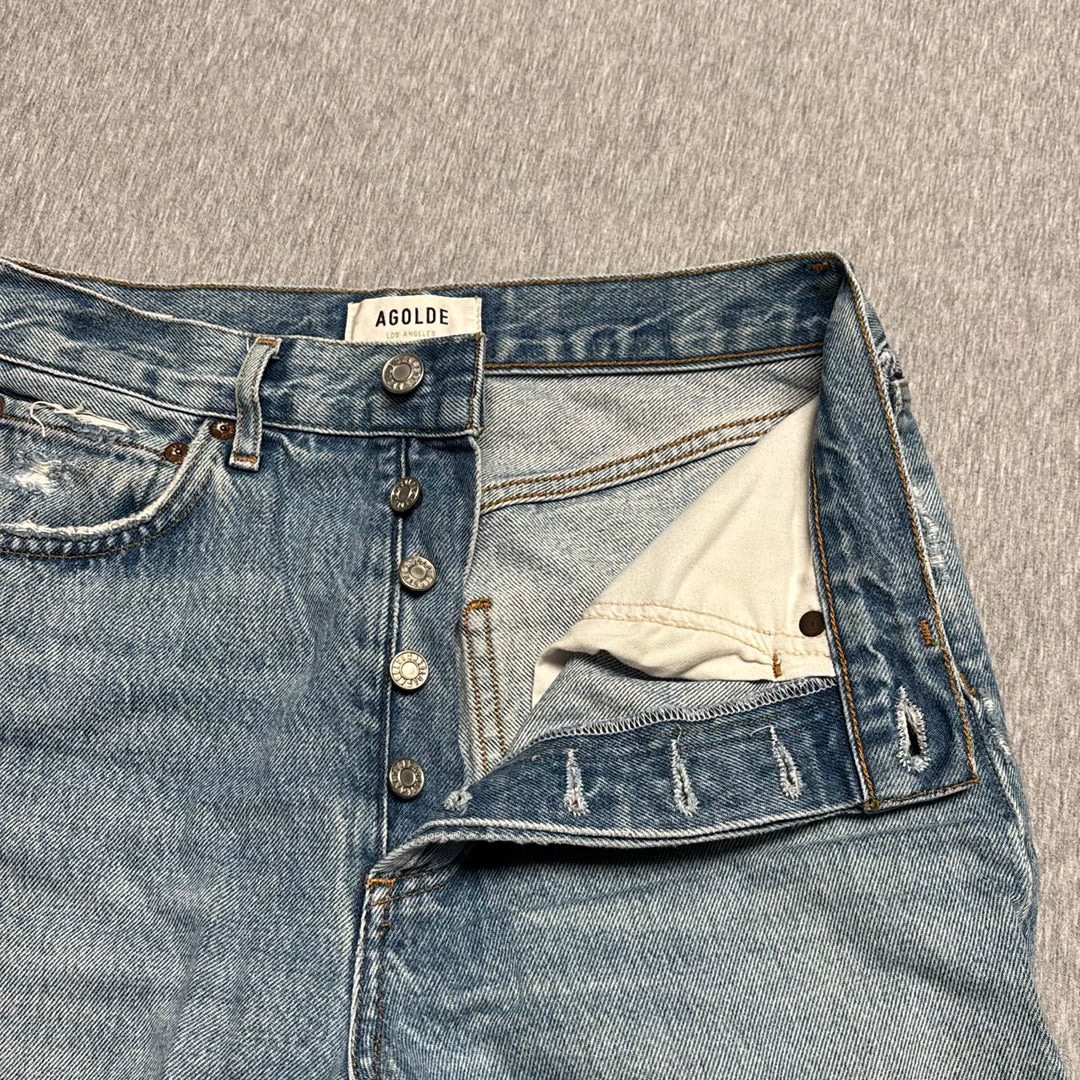AGOLDE 90's Jean High Rise Straight Leg Crop Denim Raw Hem A069-1371