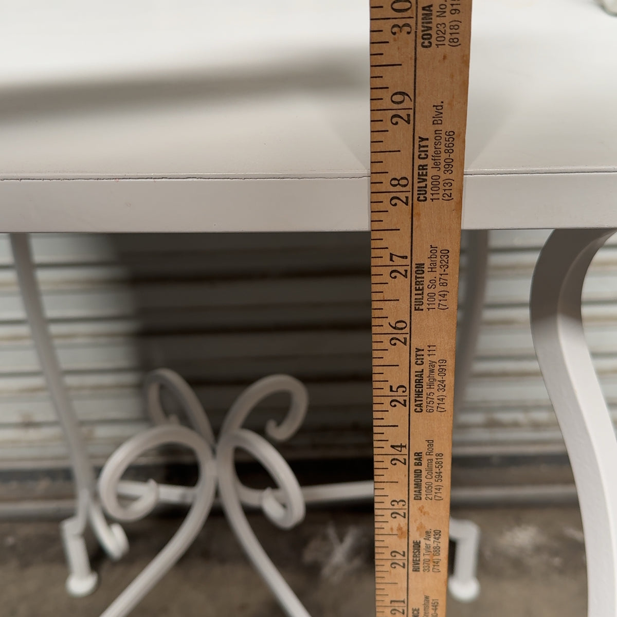 Antique-style, White Wrought Iron Side Table