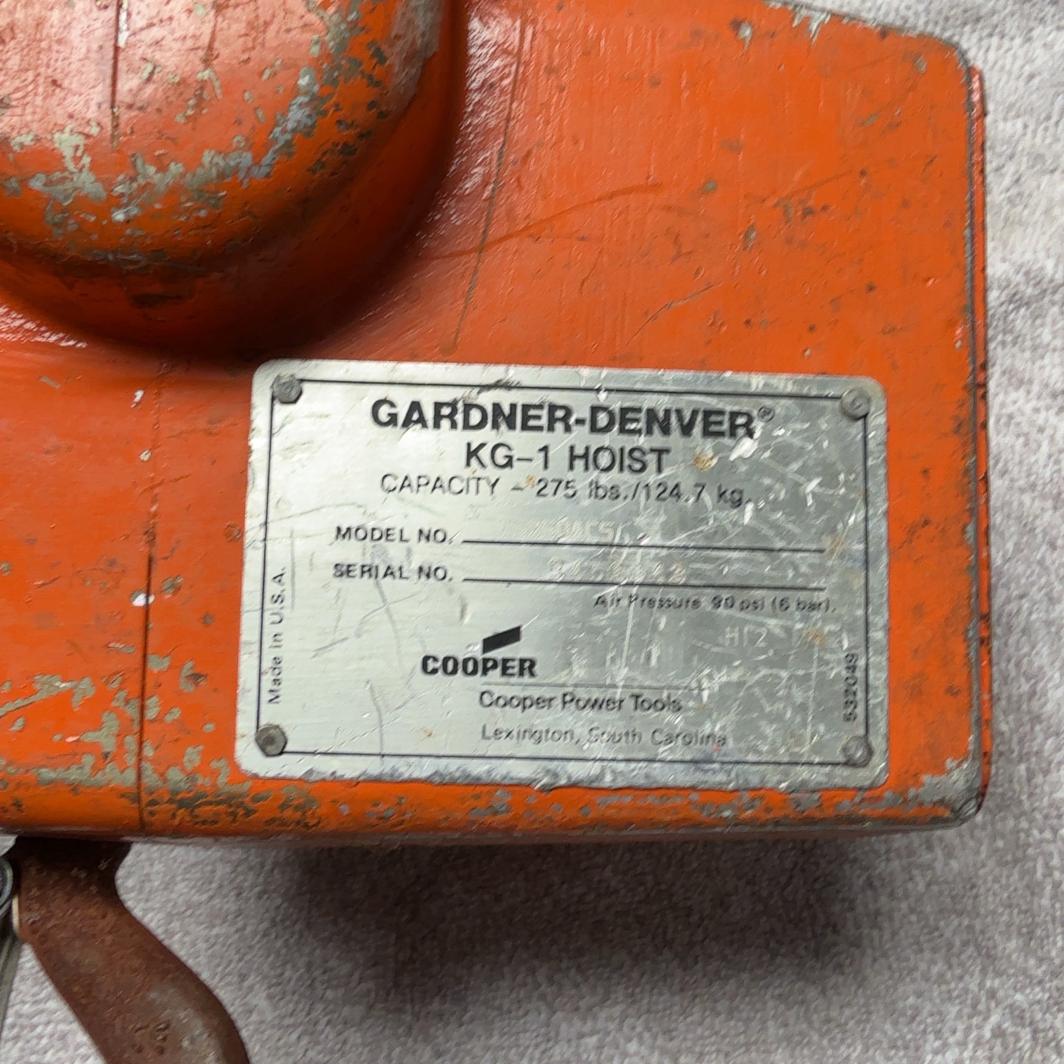 Gardner-Denver KG-1 Rotary Air Hoist 275lb. Capacity