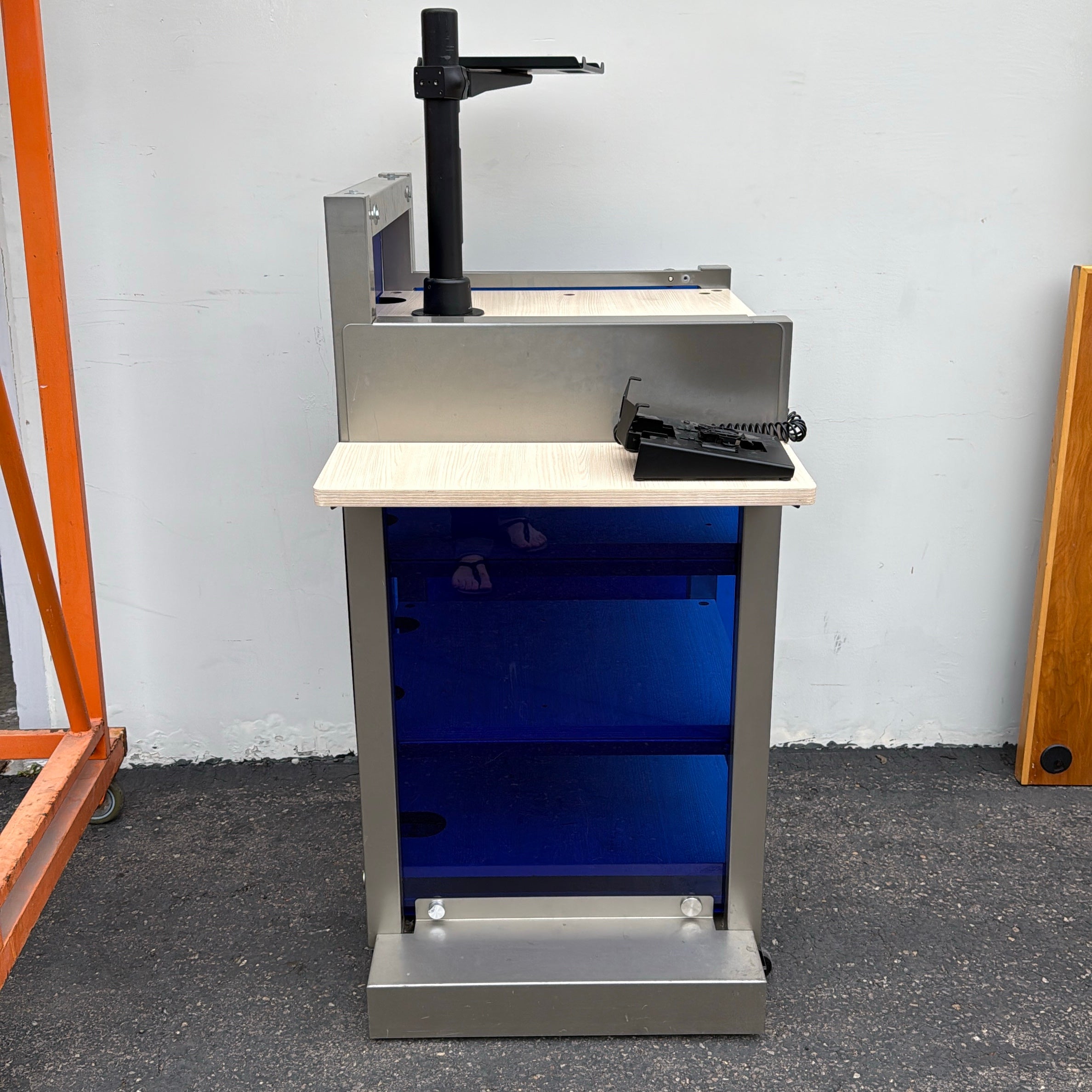 Custom Rolling Checkout Kiosk Steel, Wood, & Plexiglass