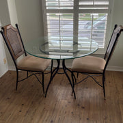 Small Breakfast Nook Glass Table & 2 Chairs