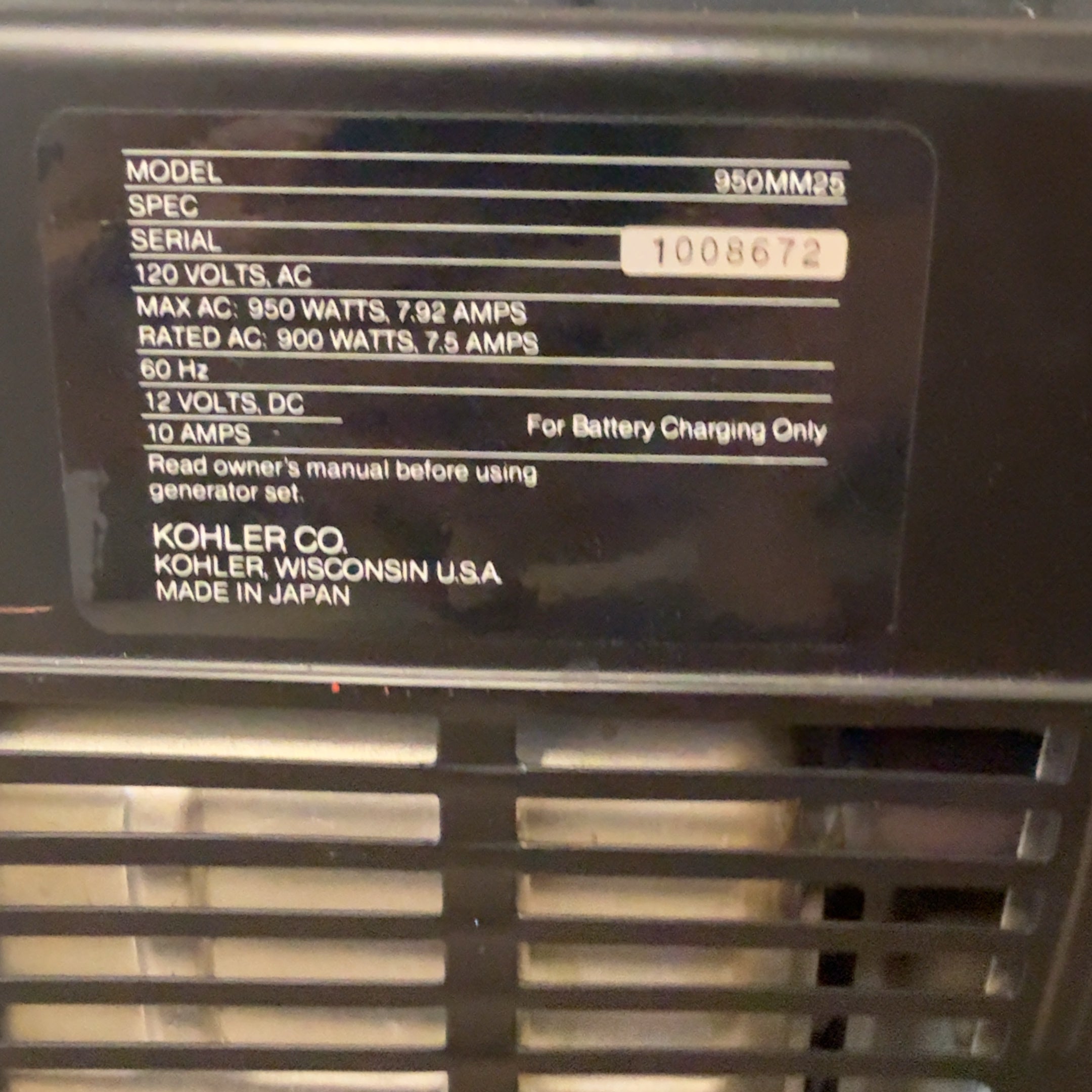 Kohler 950 Portable Gas Powered Generator