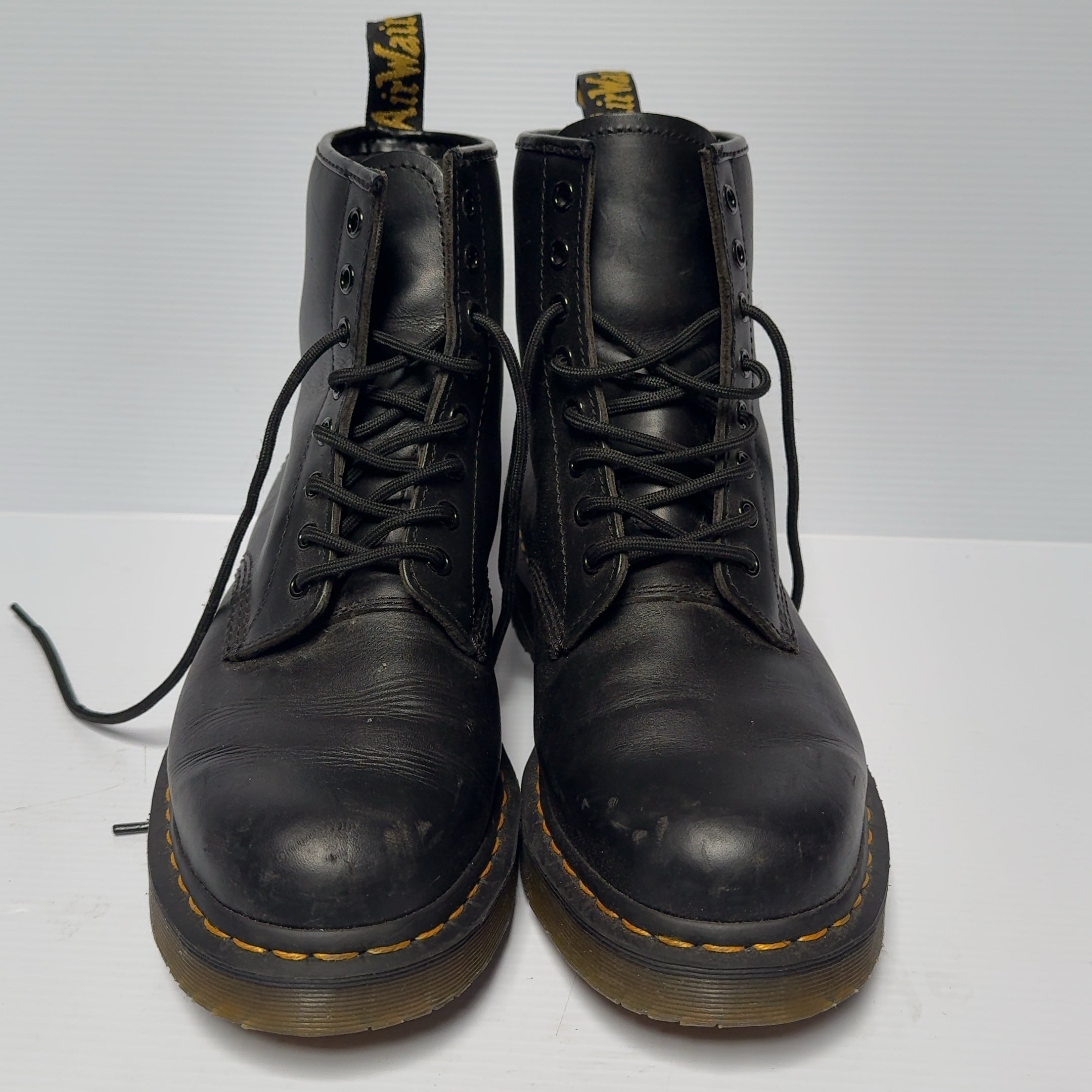Dr Doc Martens Black Safety Leather Boot Men's 10 Women's 11 Excellent Condition