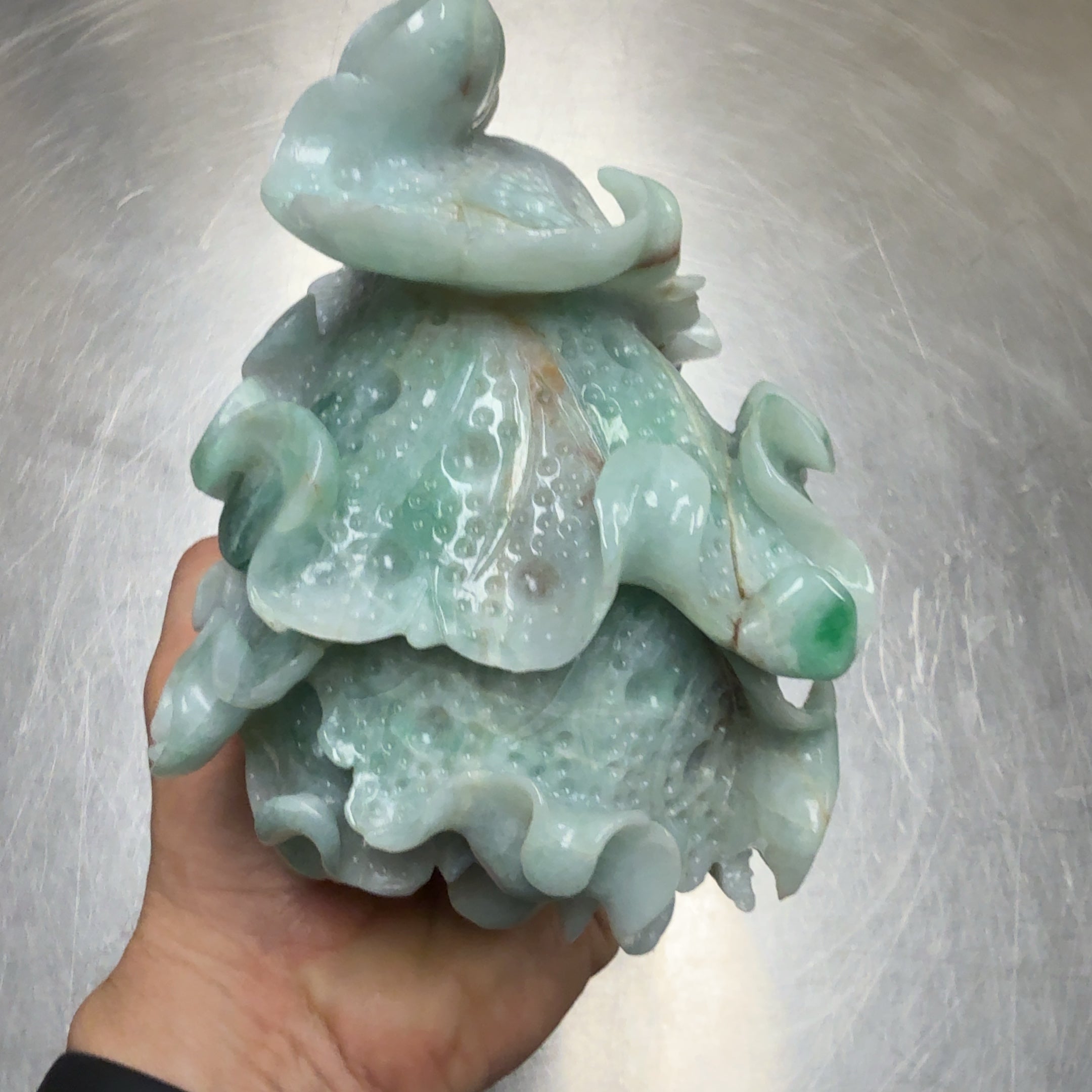 Large Chinese Carving Light Green White Jade Jadeite Sculpture 10 Pounds!