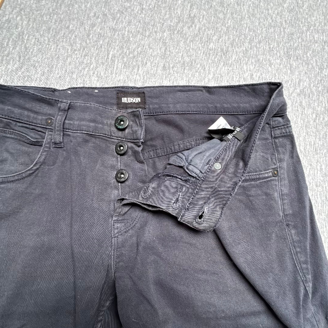 Hudson Byron Straight Leg Pants Mens 30 Charcoal Gray Stretch Twill Button Fly