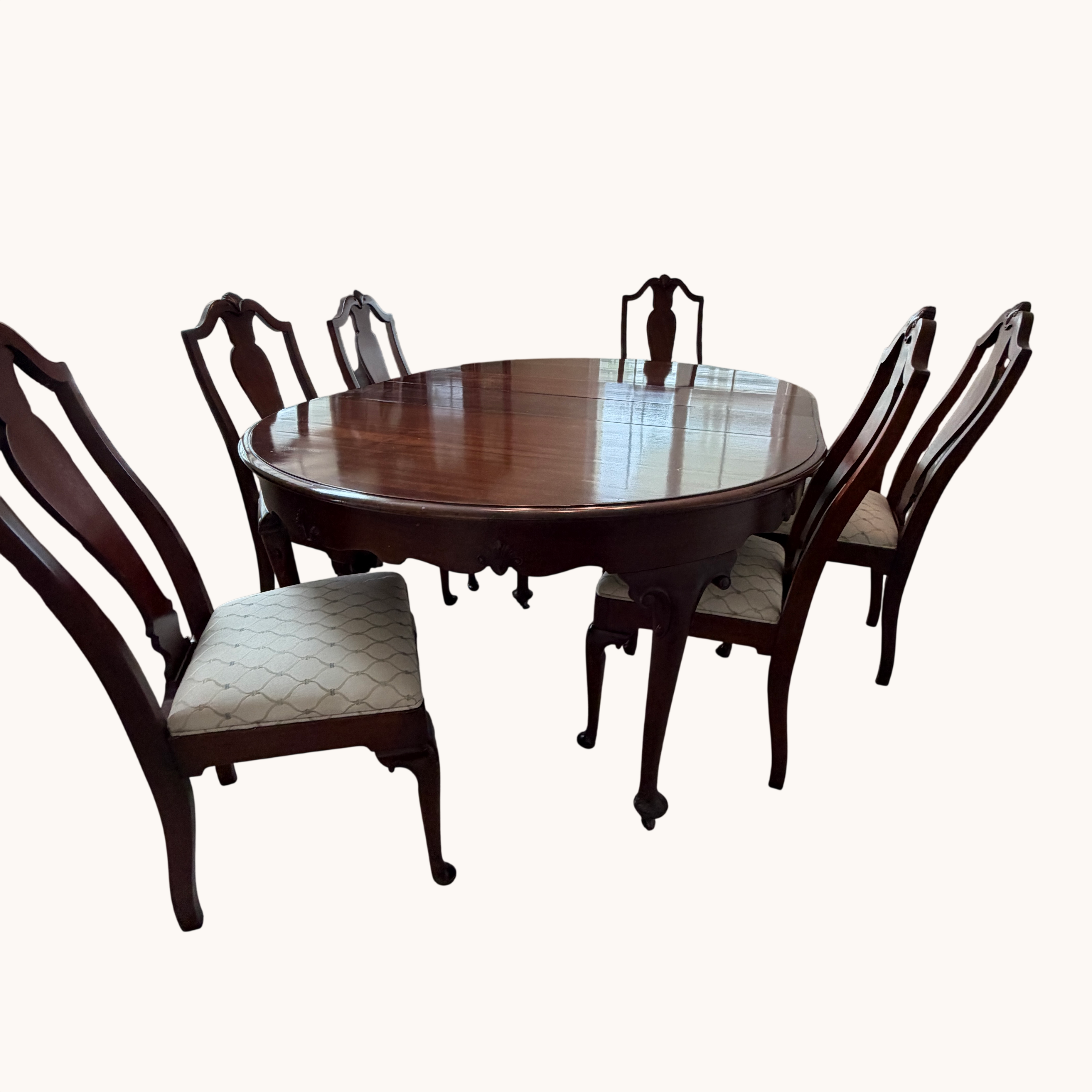 Antique The Luce Furniture Company Queen Anne Mahogany Dining Table Set
