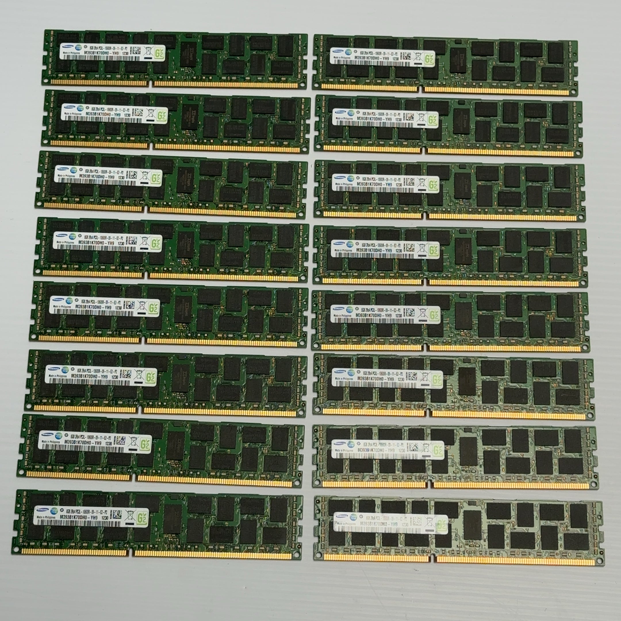16x Samsung 8GB 2Rx4 PC3L-10600R DDR3-1333 ECC REG Server RAM M393B1K70DH0-YH9