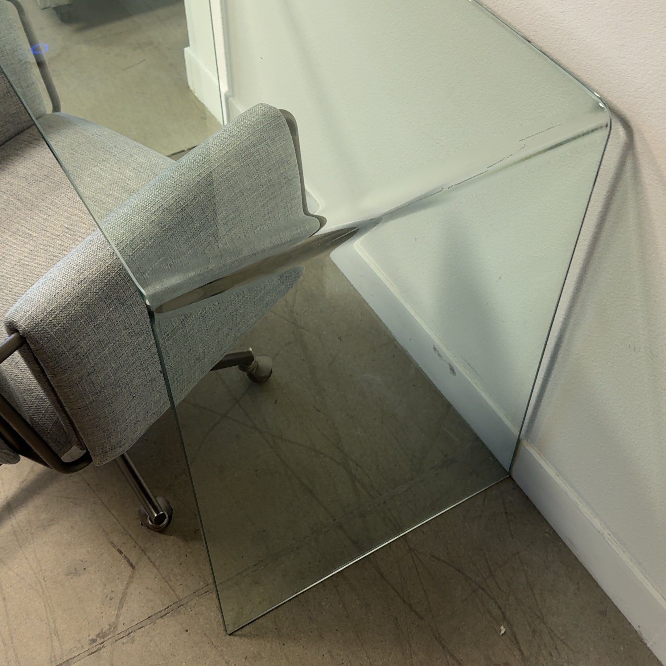 Modern Waterfall Bent Glass Desk