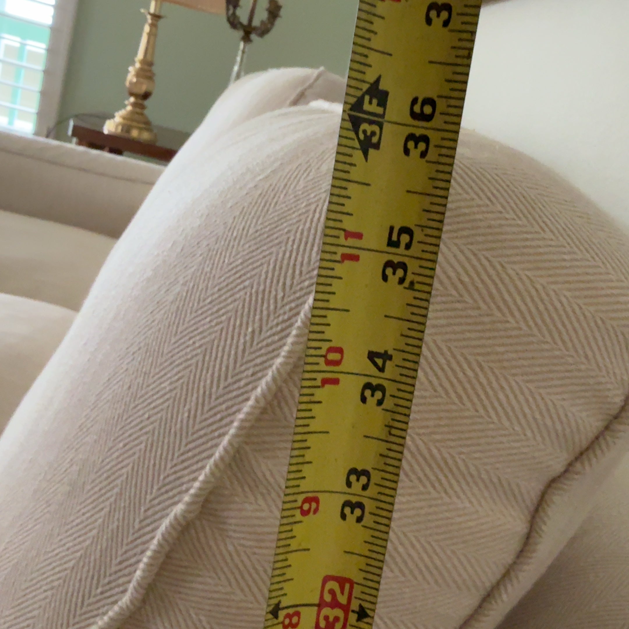 Bassett True Custom Roll Arm Sofa in Creme