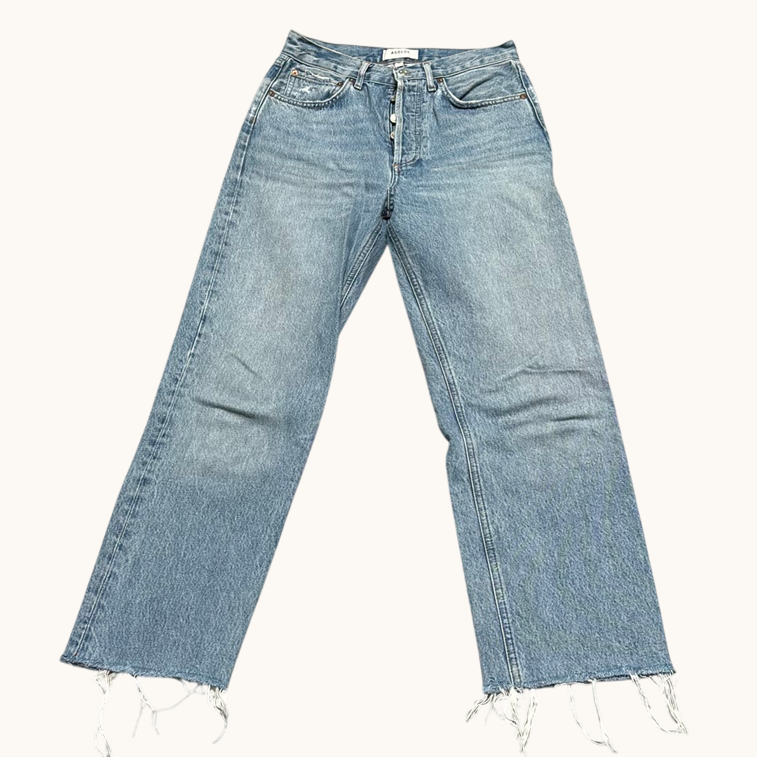 AGOLDE 90's Jean High Rise Straight Leg Crop Denim Raw Hem A069-1371