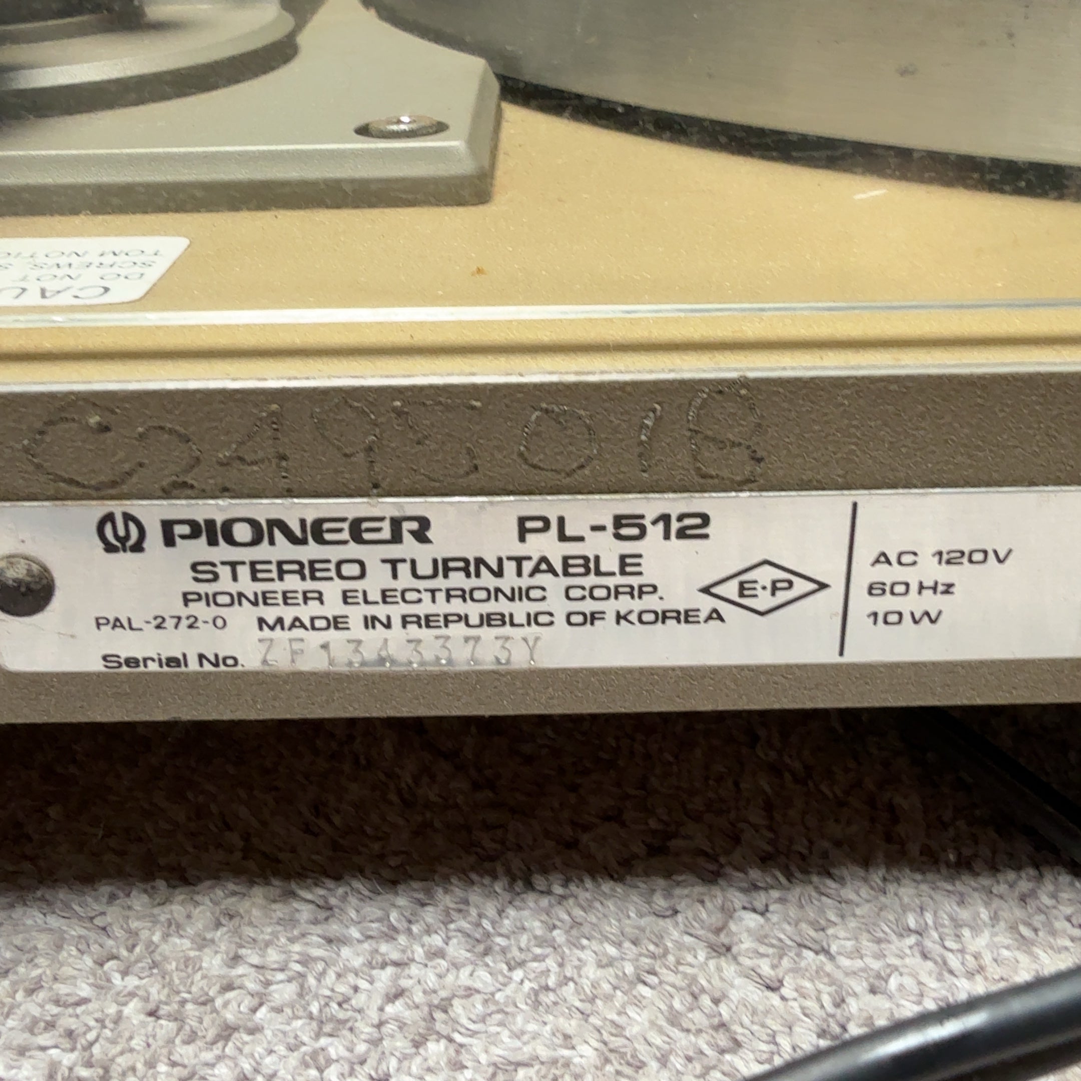 Pioneer Stereo Turntable PL-512 *WORKING*