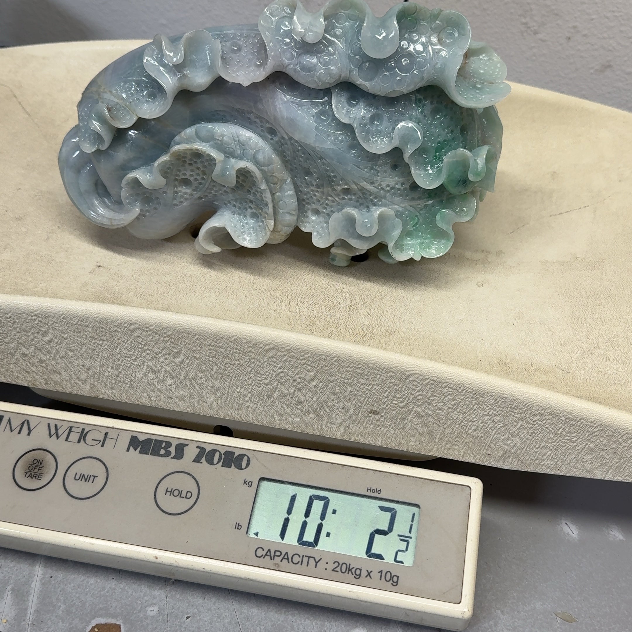 Large Chinese Carving Light Green White Jade Jadeite Sculpture 10 Pounds!