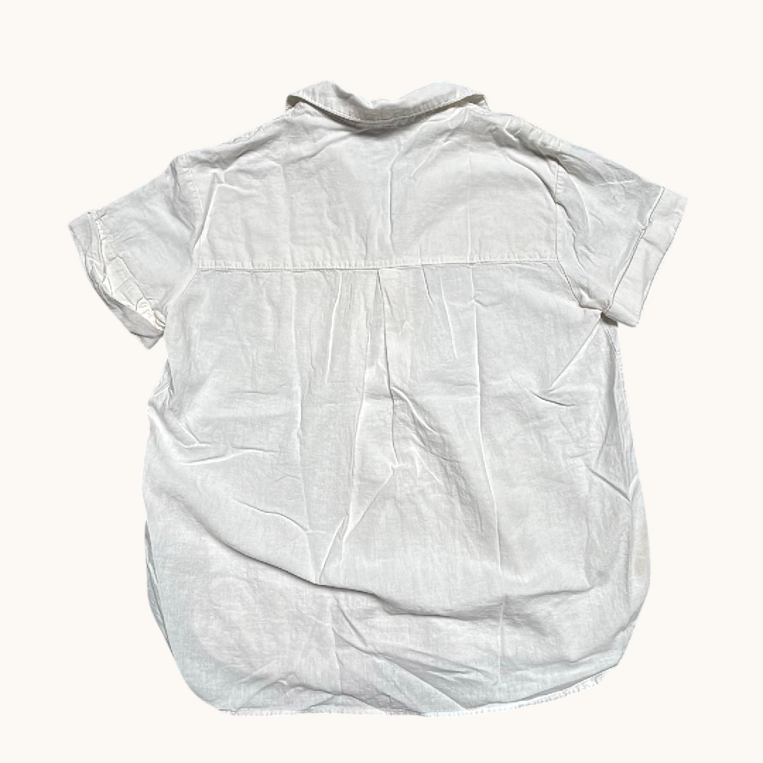 Madewell Womens White Linen Blend Short Sleeve Split Neck Popover Top Size S