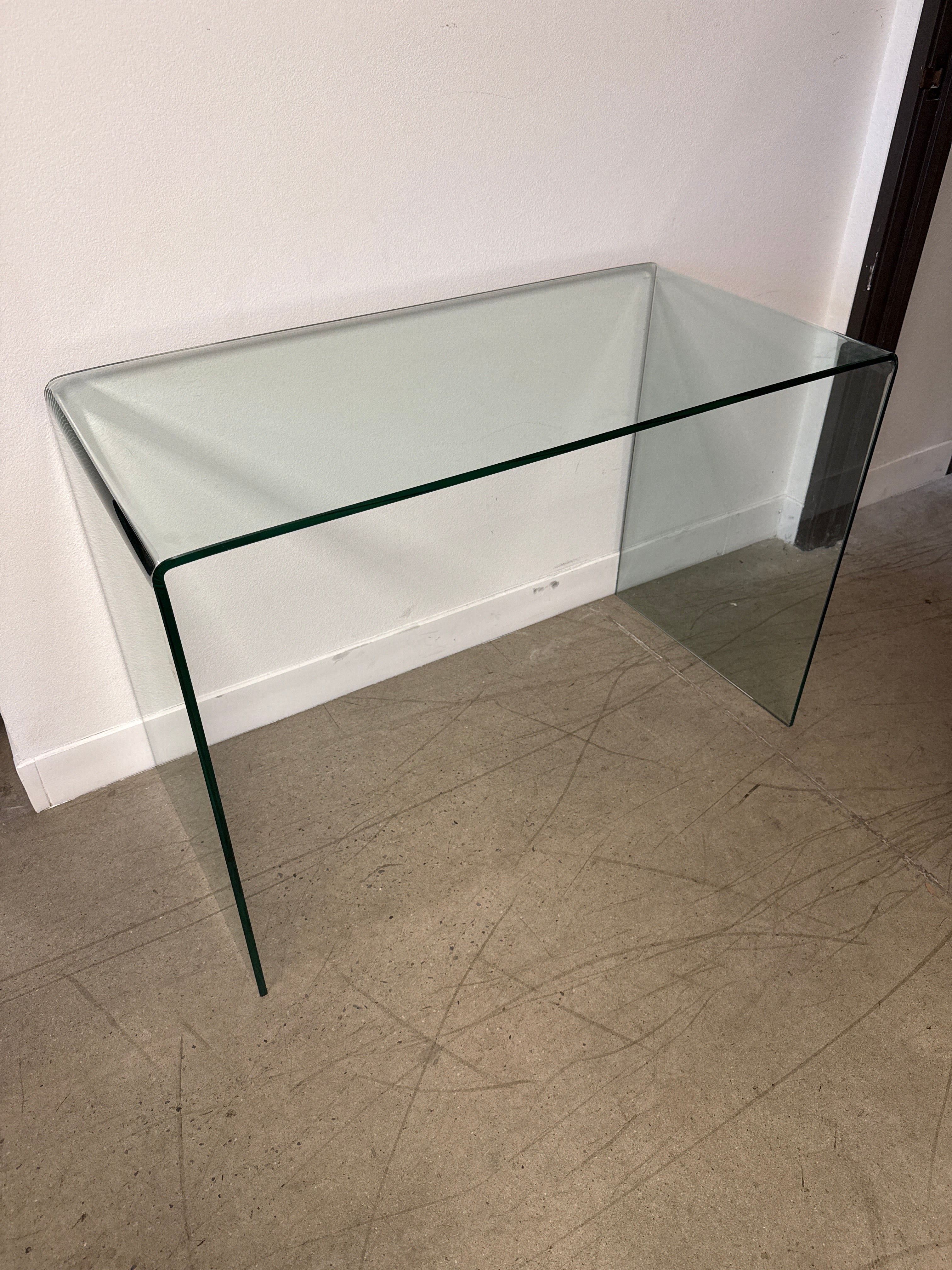 Modern Waterfall Bent Glass Desk