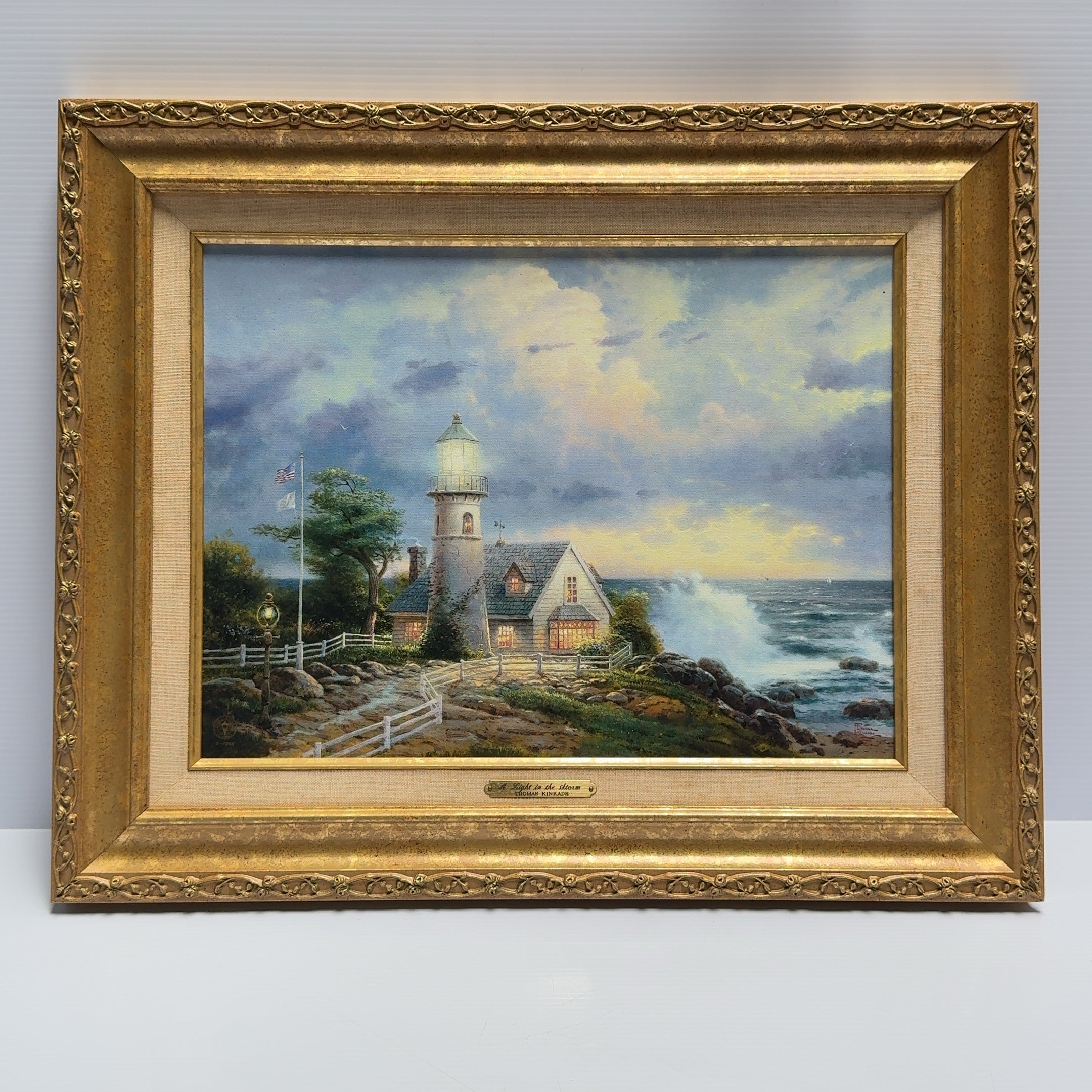 Thomas Kinkade "A Light In The Storm” Framed 12x16 Canvas C.O.A. Edition I 1998