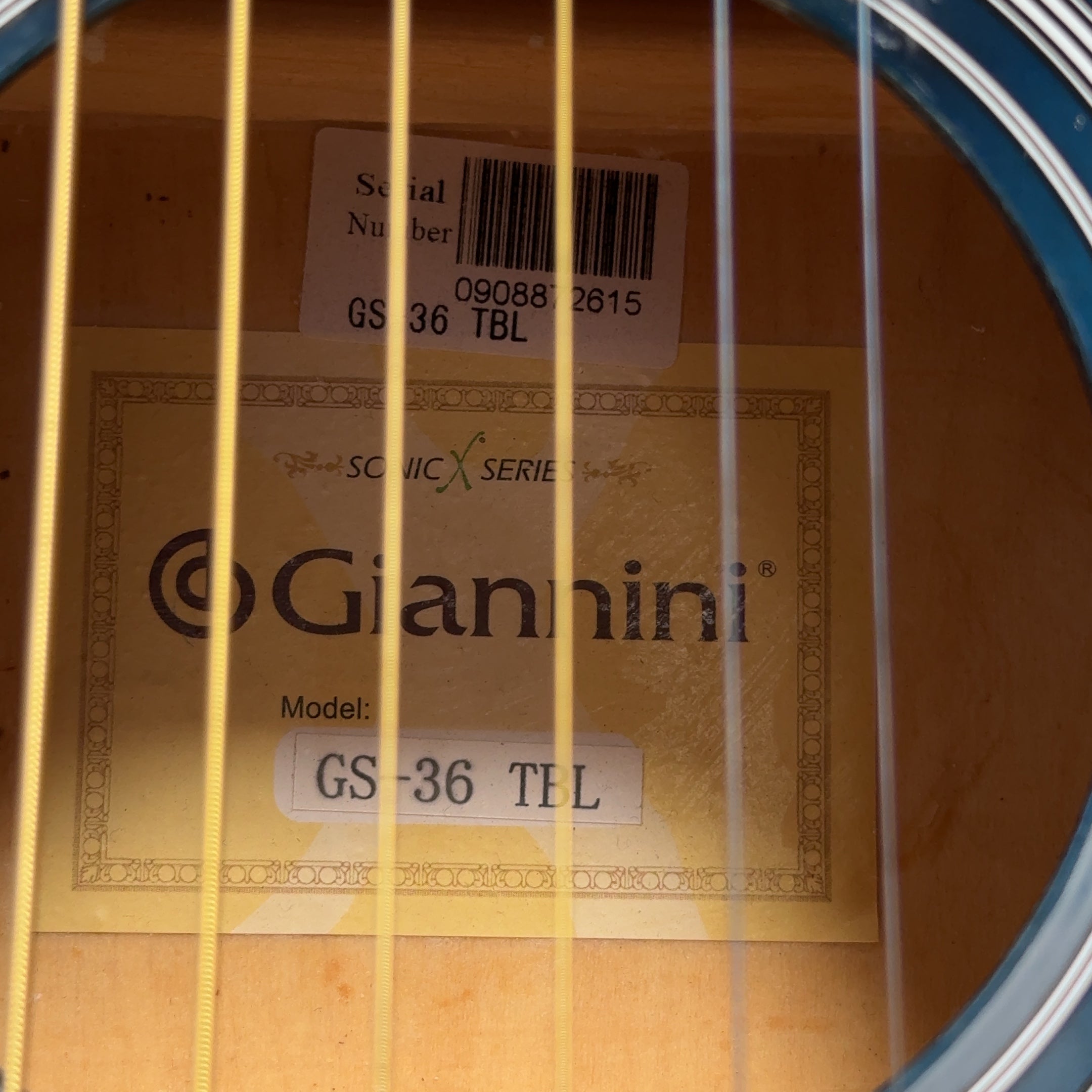 Giannini GS-36 TBL 3/4-Size Acoustic Guitar w/ Linden Top, Rosewood Fingerboard