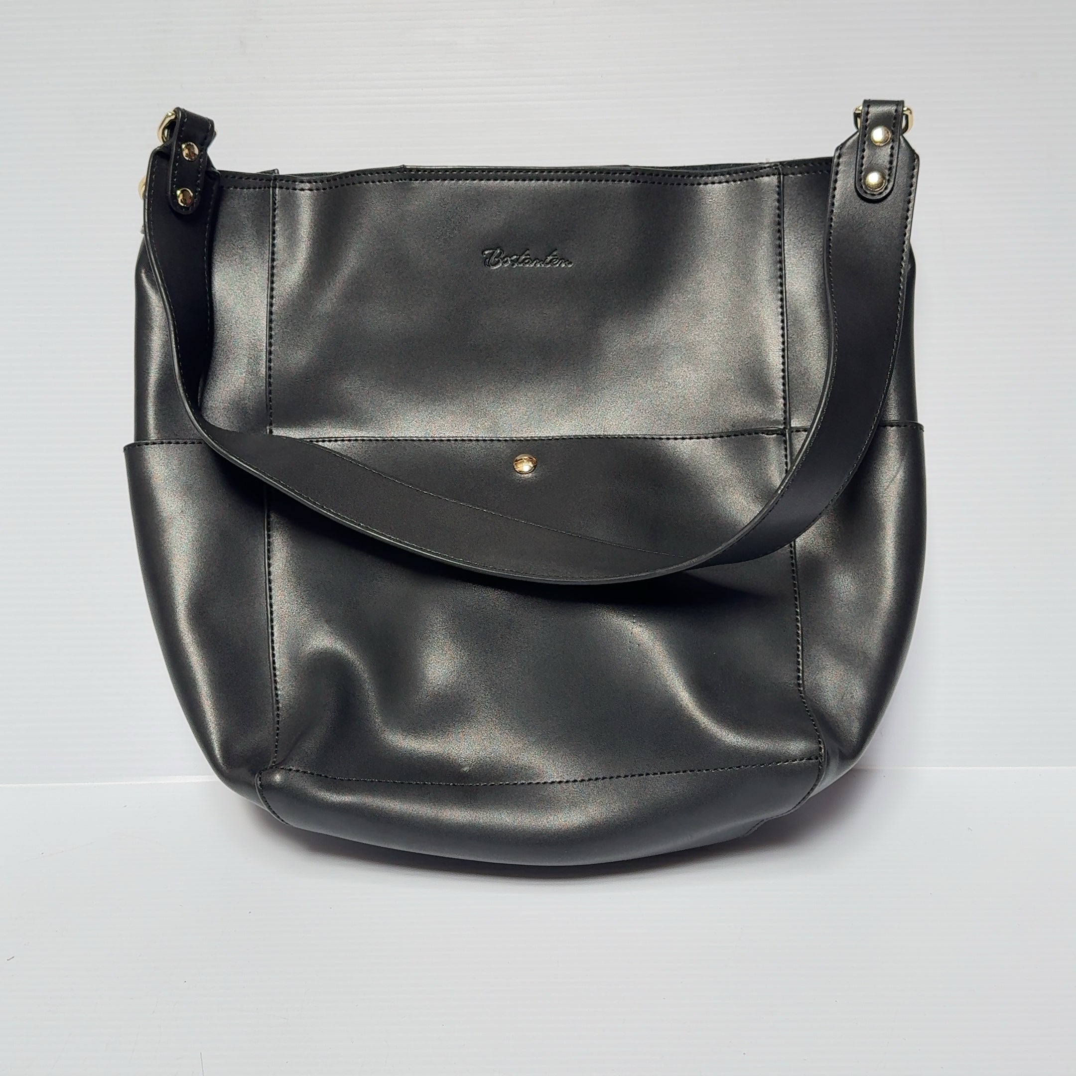 Bostanten Lotty Genuine Leather Bucket Bag in Black