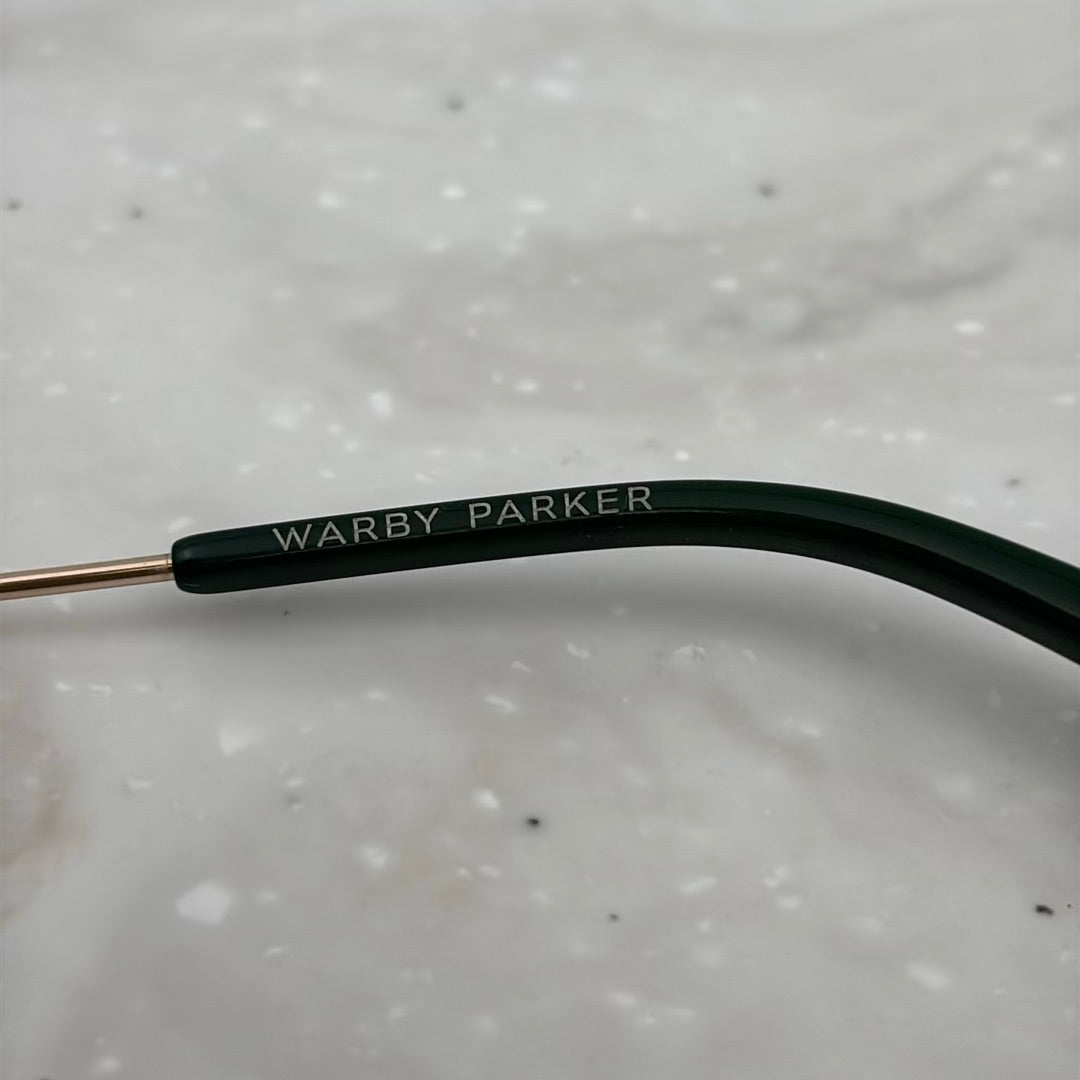 Warby Parker Murrow Frames / Glasses Oak Barrel & Gold w/ Case, Cloth, & Box