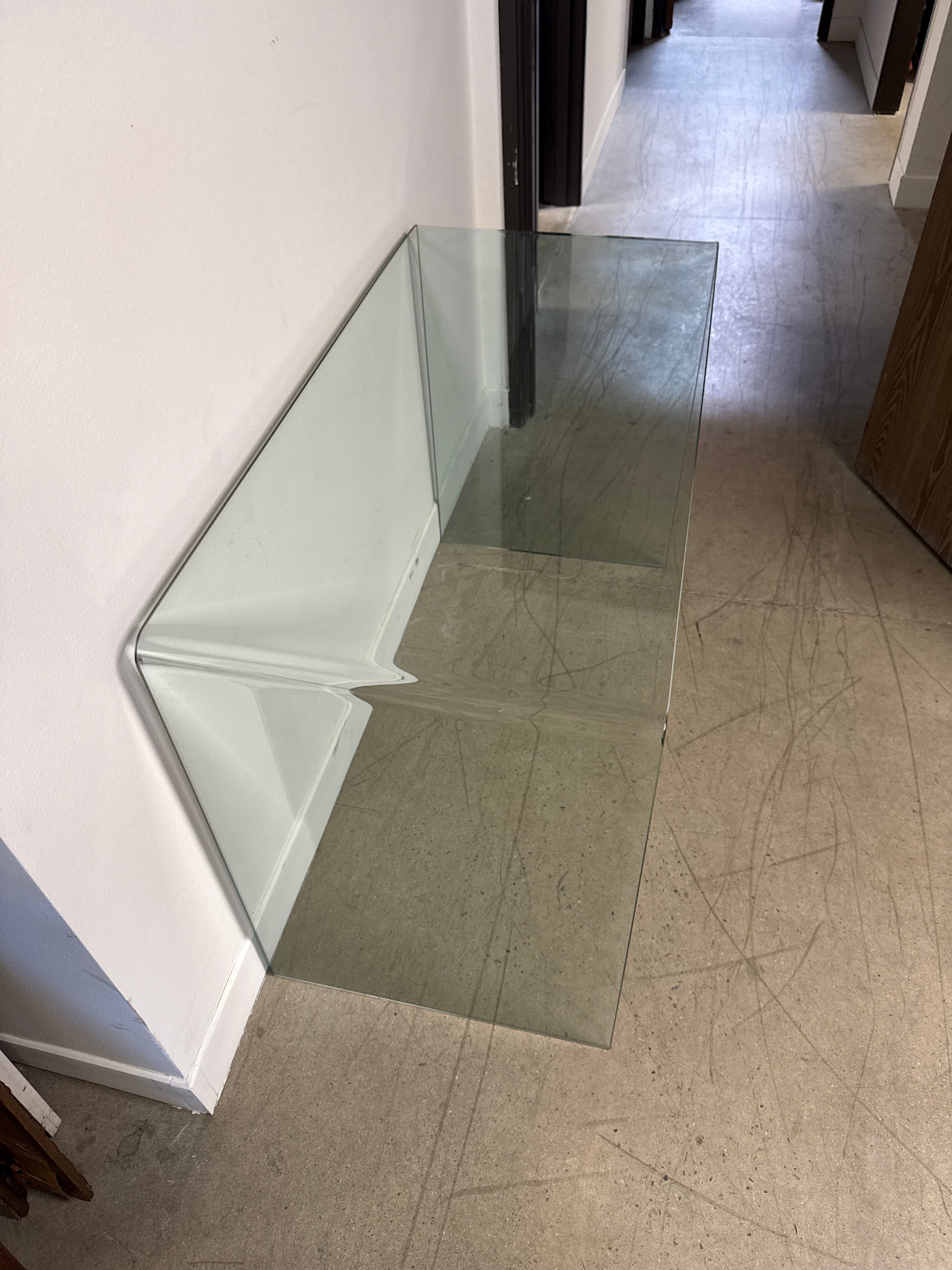 Modern Waterfall Bent Glass Desk