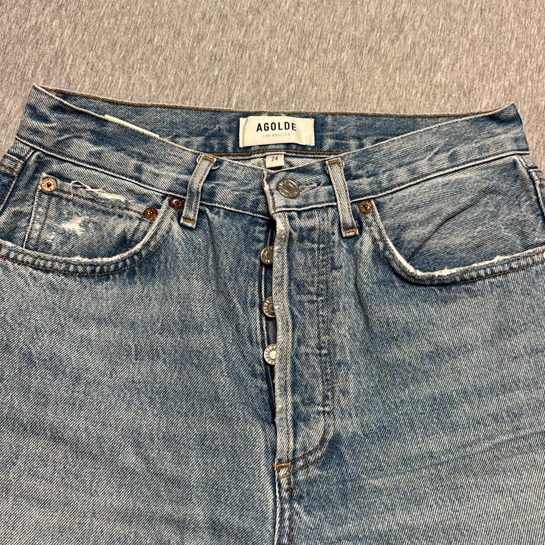 AGOLDE 90's Jean High Rise Straight Leg Crop Denim Raw Hem A069-1371