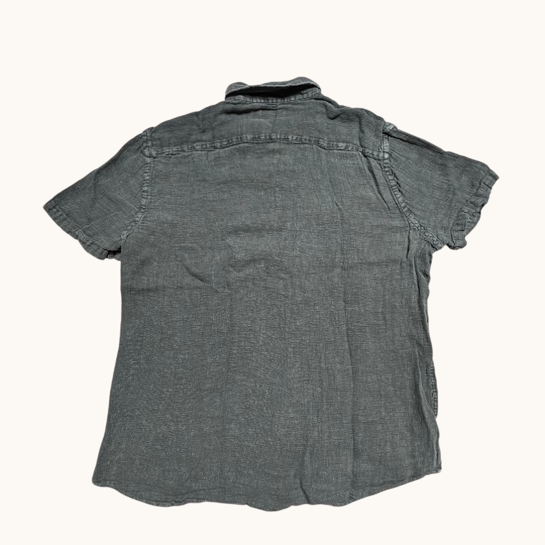 Faherty Mens 100% Linen Short Sleeve Button Down Shirt Charcoal Grey XXL