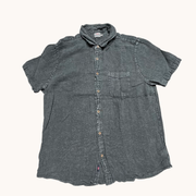 Faherty Mens 100% Linen Short Sleeve Button Down Shirt Charcoal Grey XXL