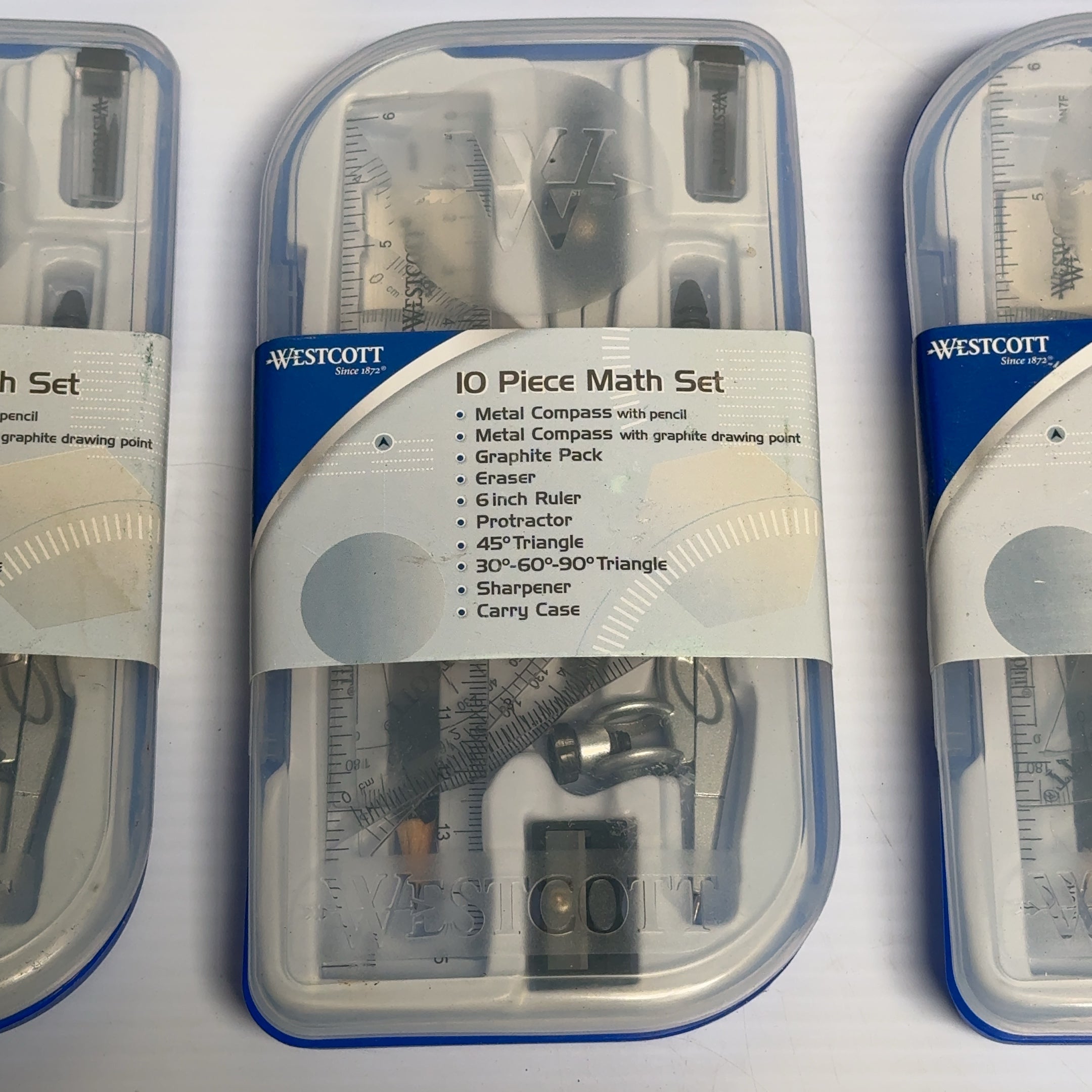 Lot of 10 - Westcott 10-Piece Math Set for Students Compass Eraser Graphite