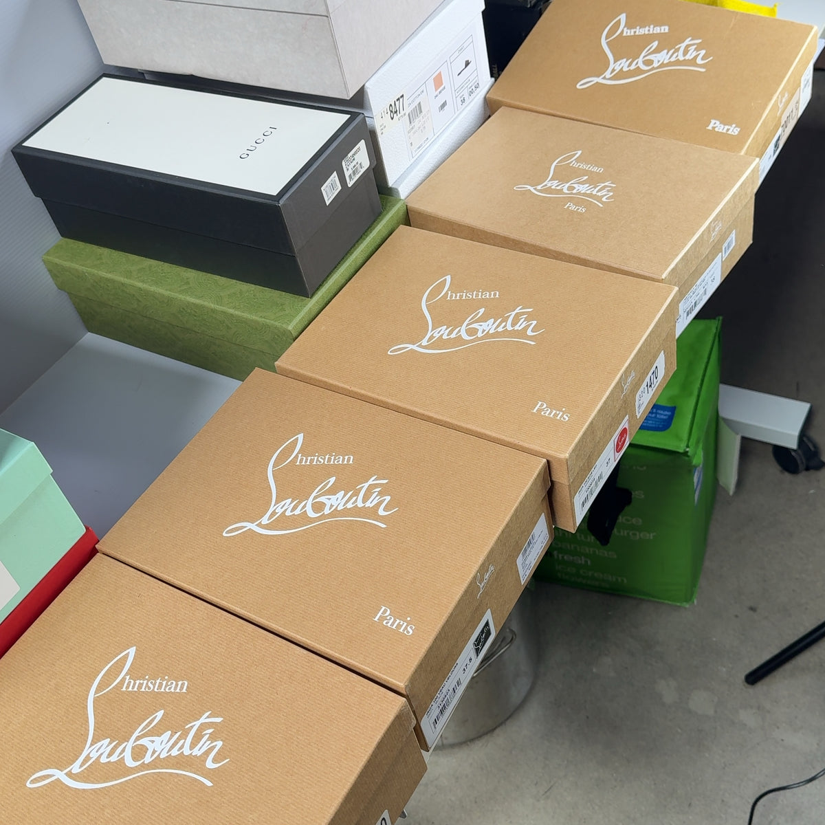 Lot of 14 Designer Shoe Boxes - Gucci, Dior, Louboutin, Jimmy Choo,...