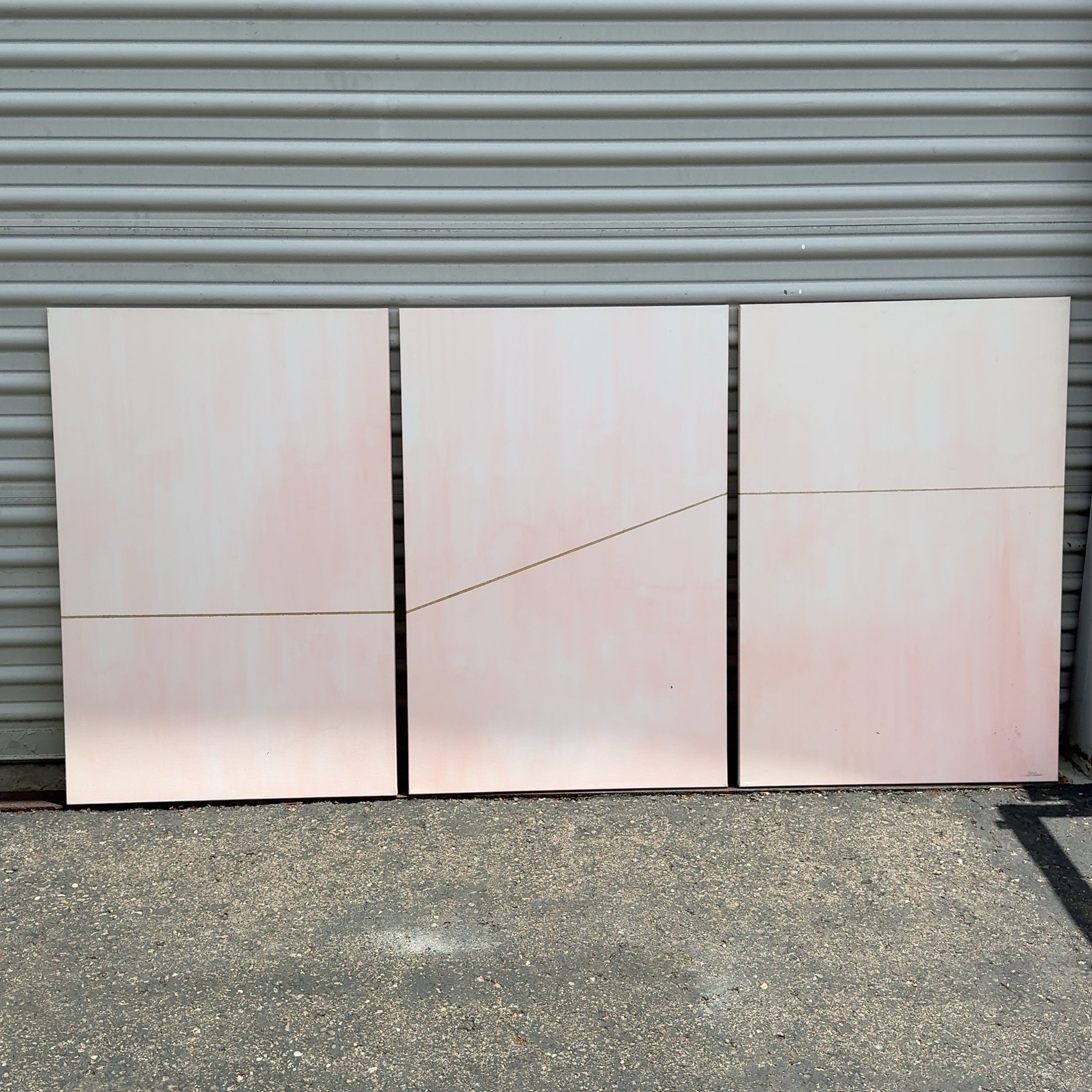 3-Piece Original Art 36" Tall, 72" Wide Pink / Gold