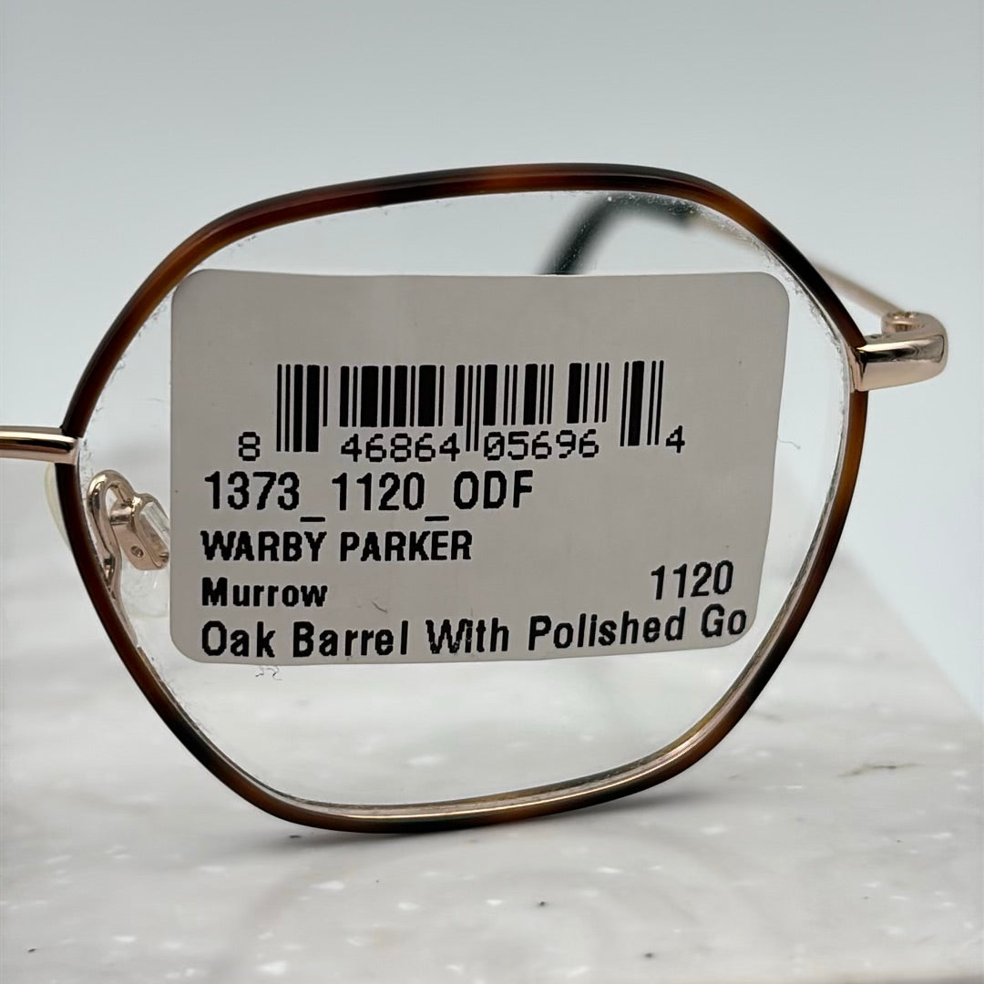 Warby Parker Murrow Frames / Glasses Oak Barrel & Gold w/ Case, Cloth, & Box