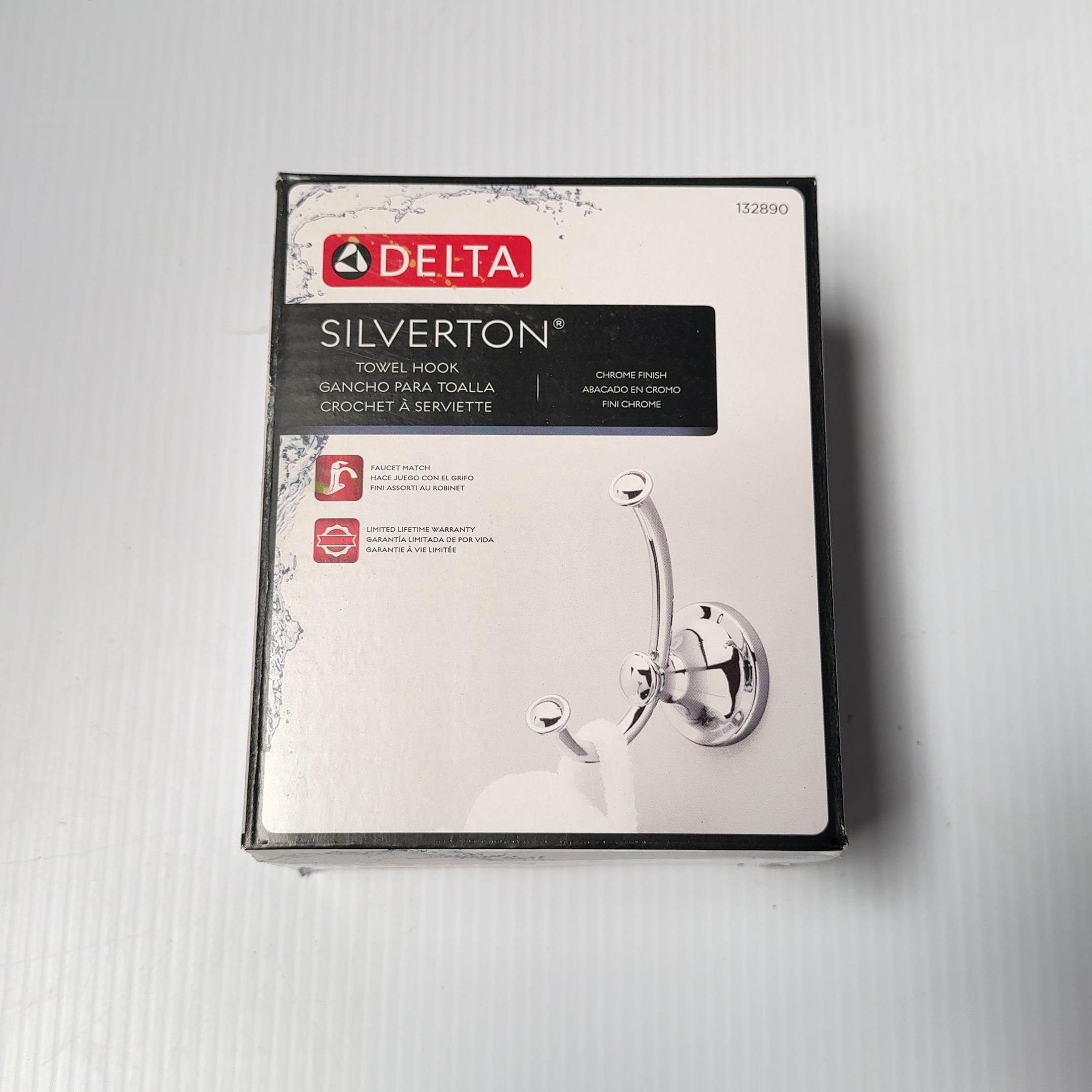 NEW! Delta Silverton Double Towel Hook Bath Hardware Accessory in Polished Chrome