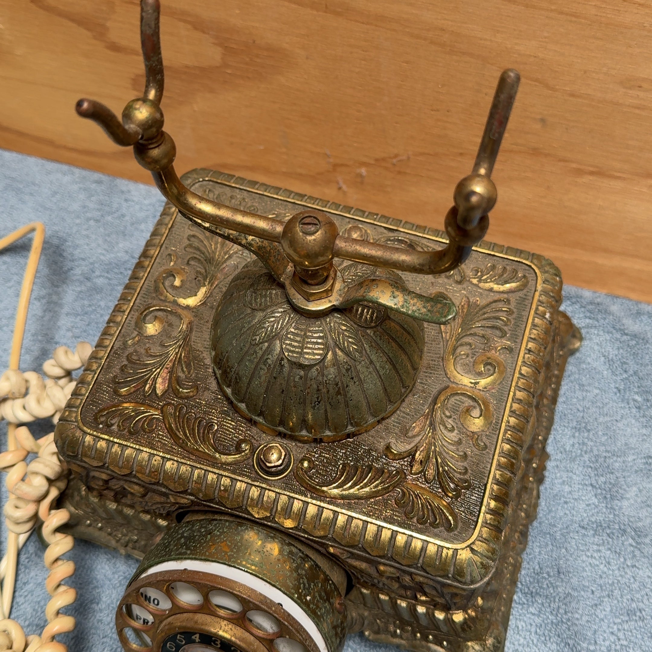 Vintage Baroque Heavy Brass Telephone Rotary Dial French Style Imperial Classic