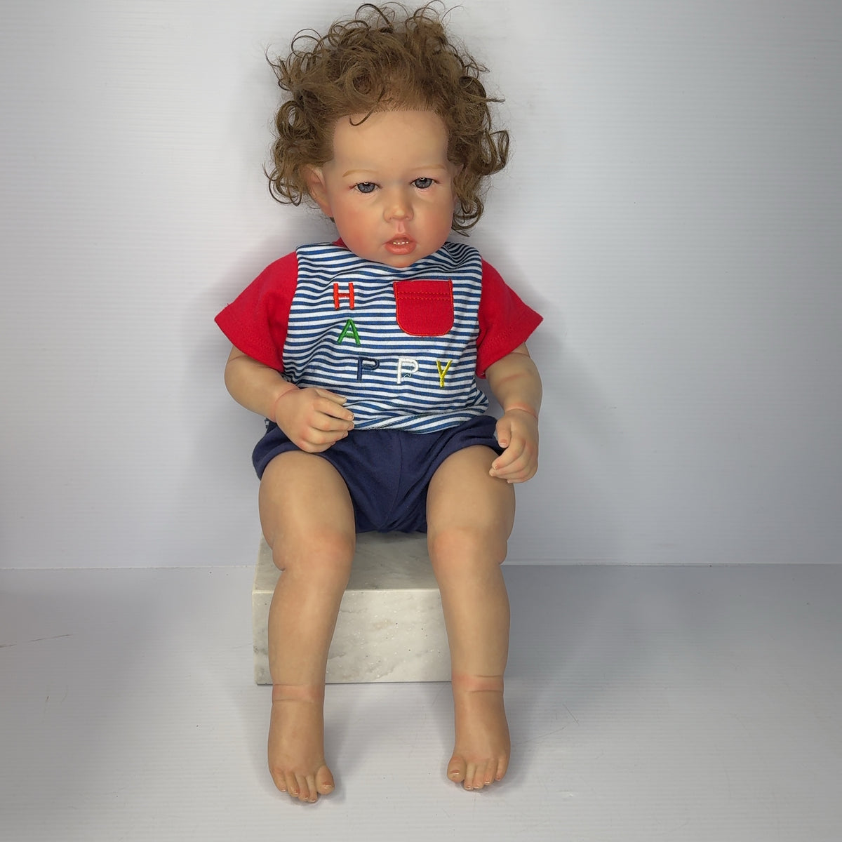 Handmade 28" Reborn Full Body Doll Lifelike Baby Gift w/ Rooted Curly Hair
