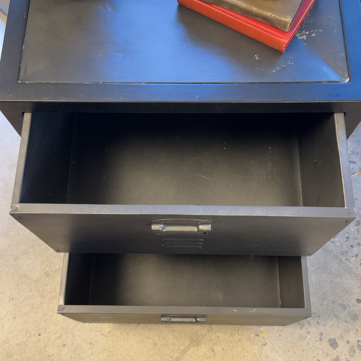 Restoration Hardware 2-Drawer Metal Nightstand / Side Table