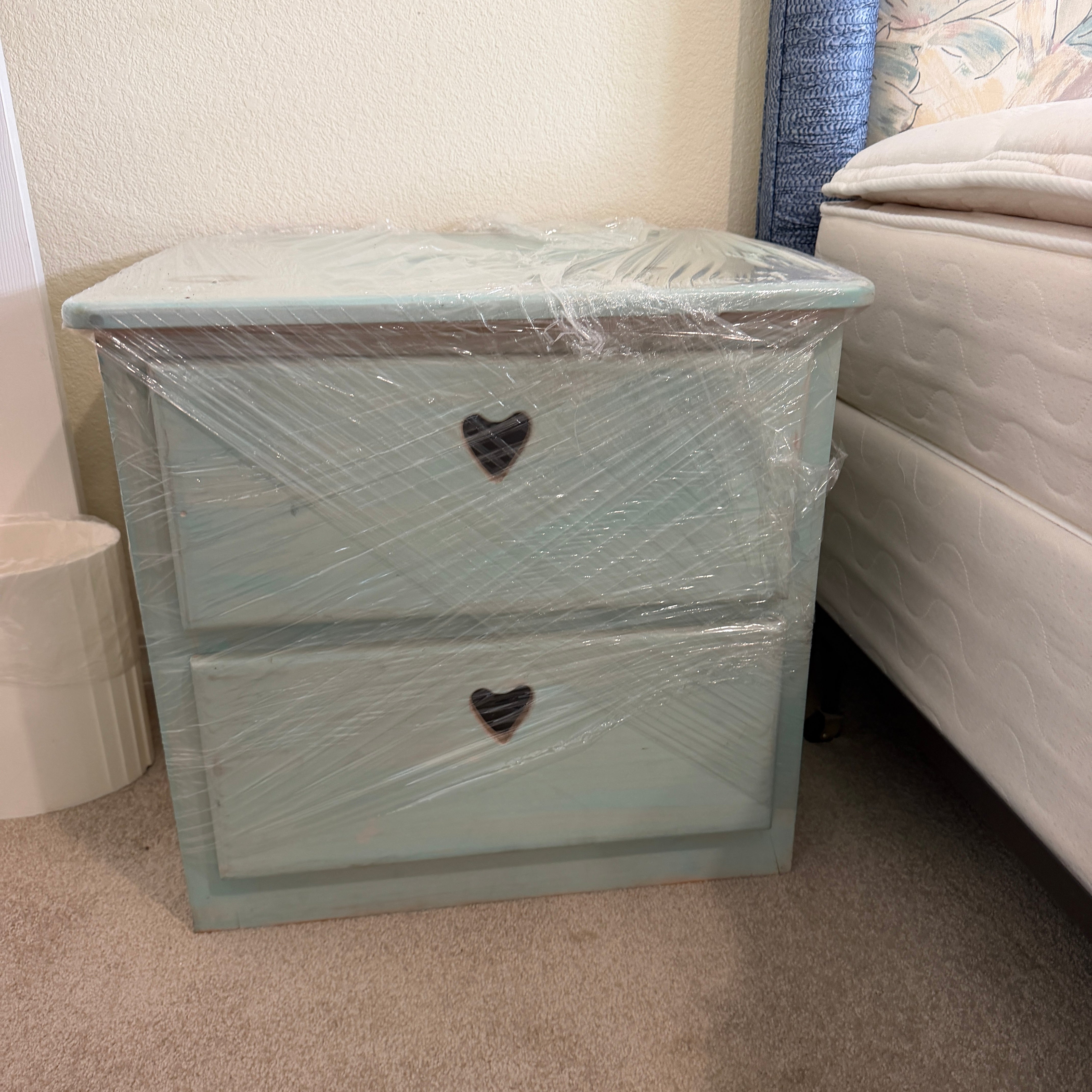 3-Piece Girls Solid Wood Aqua Blue Bedroom Set (Dresser, Nightstand, Mirror)