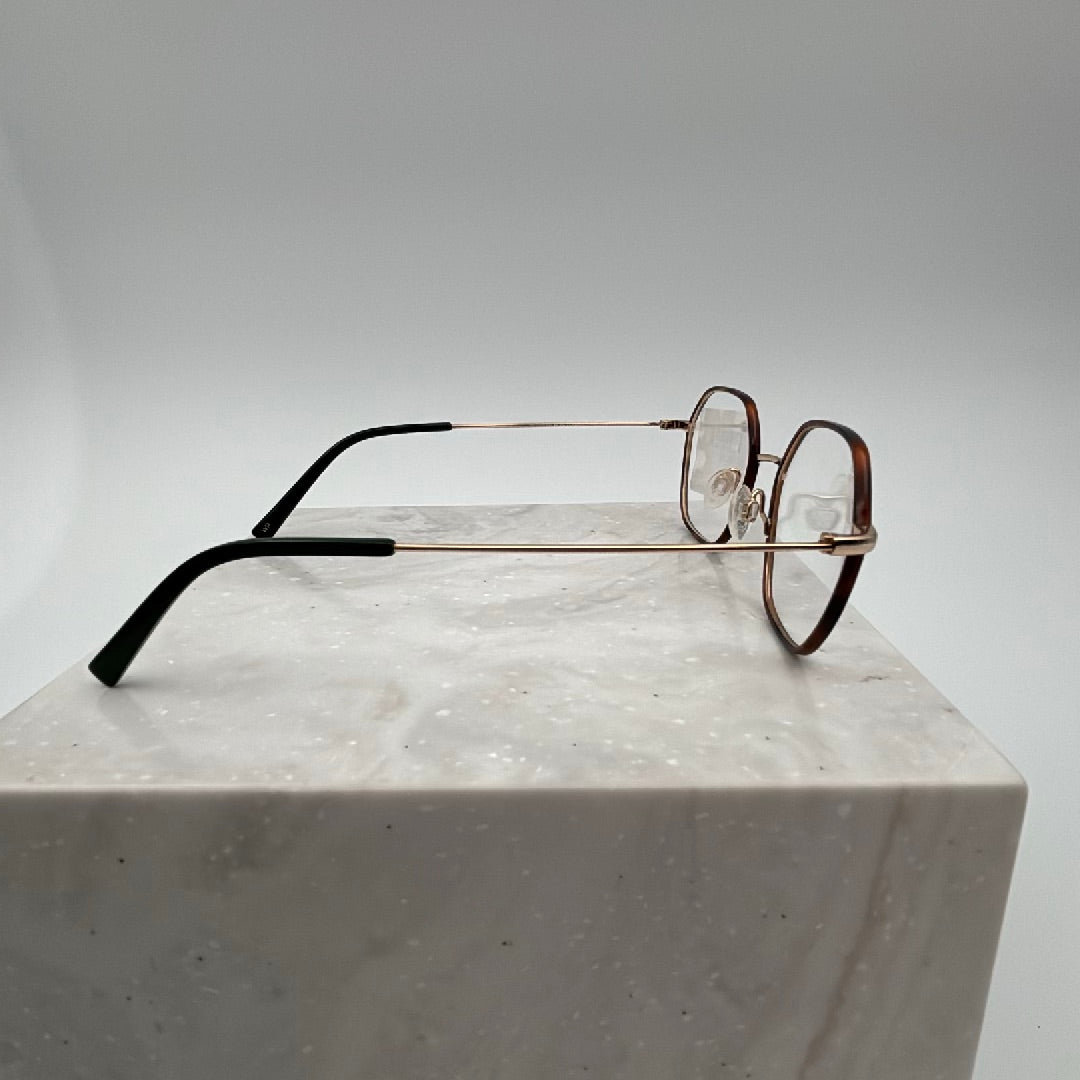 Warby Parker Murrow Frames / Glasses Oak Barrel & Gold w/ Case, Cloth, & Box