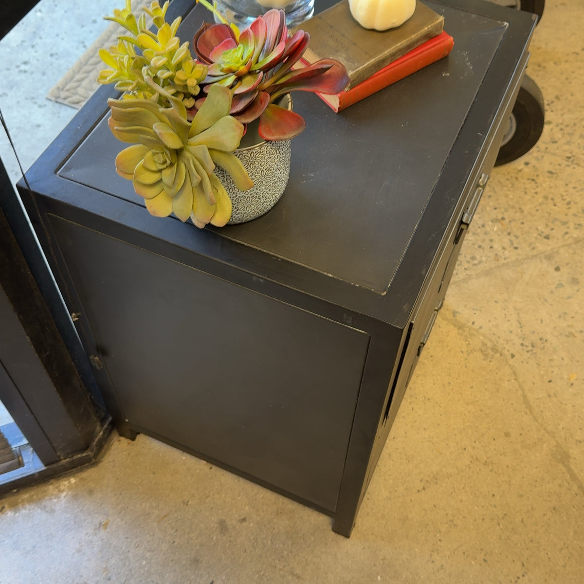Restoration Hardware 2-Drawer Metal Nightstand / Side Table