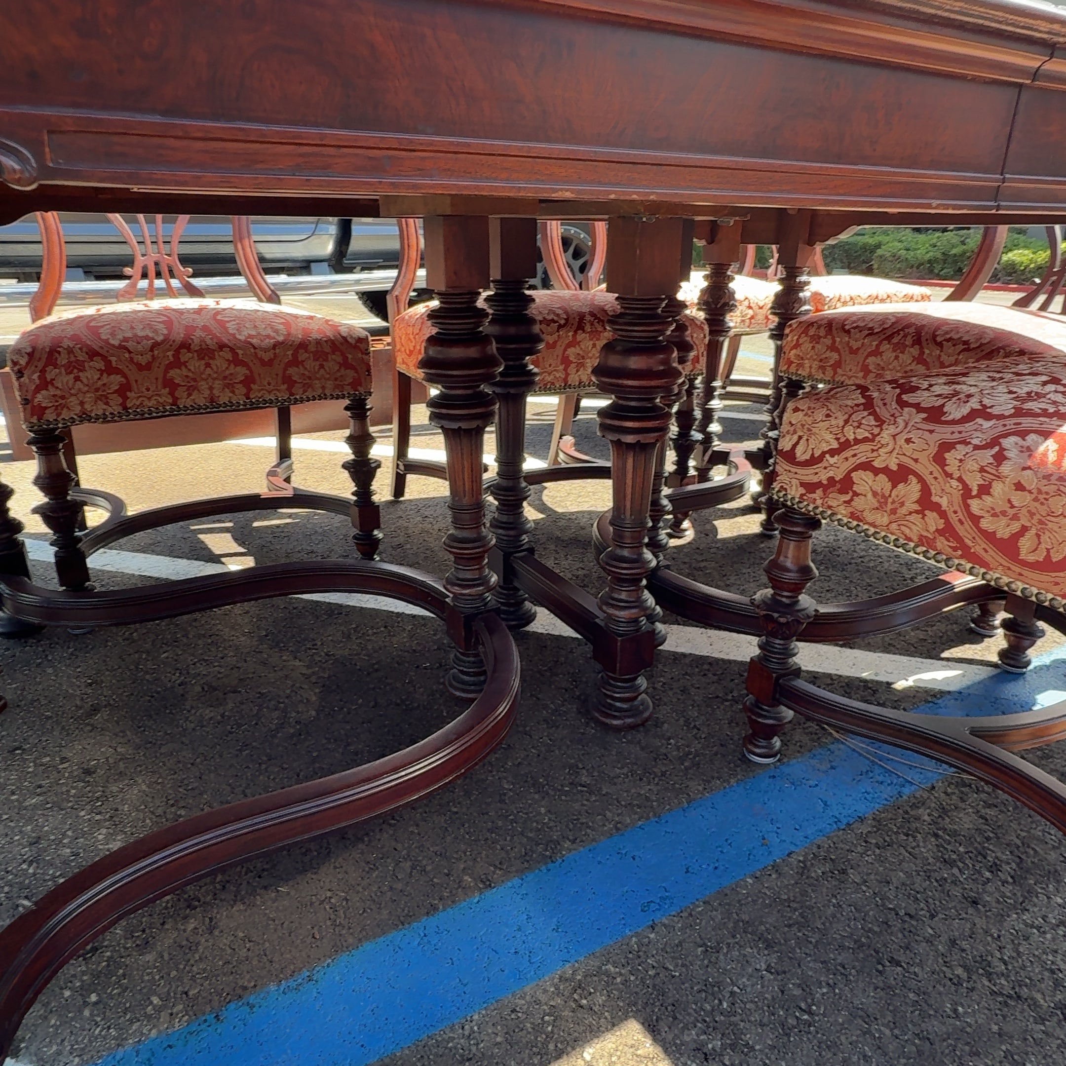 Antique 1920's Jacobean 9 Pc Dining Table Set