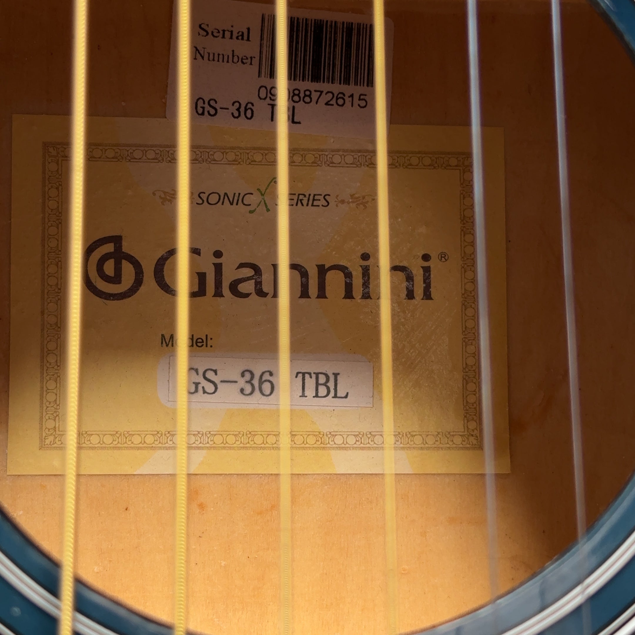Giannini GS-36 TBL 3/4-Size Acoustic Guitar w/ Linden Top, Rosewood Fingerboard