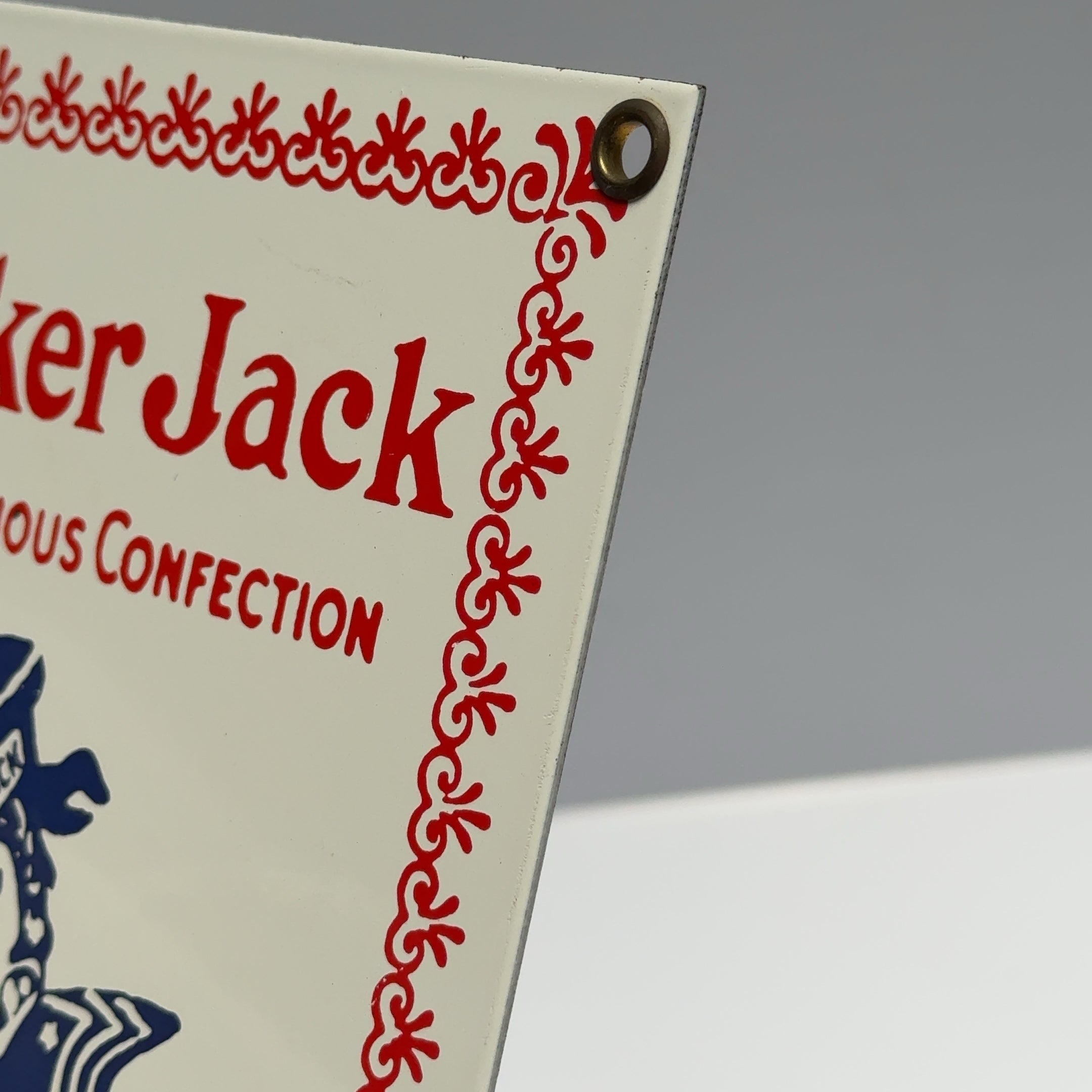 Vintage Cracker Jack Enamel Porcelain Metal Sign 12" X 6" USA Made