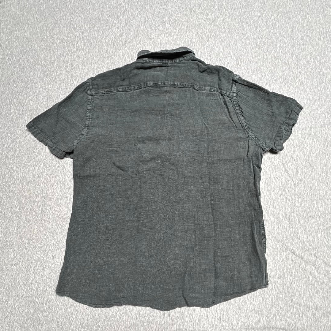 Faherty Mens 100% Linen Short Sleeve Button Down Shirt Charcoal Grey XXL