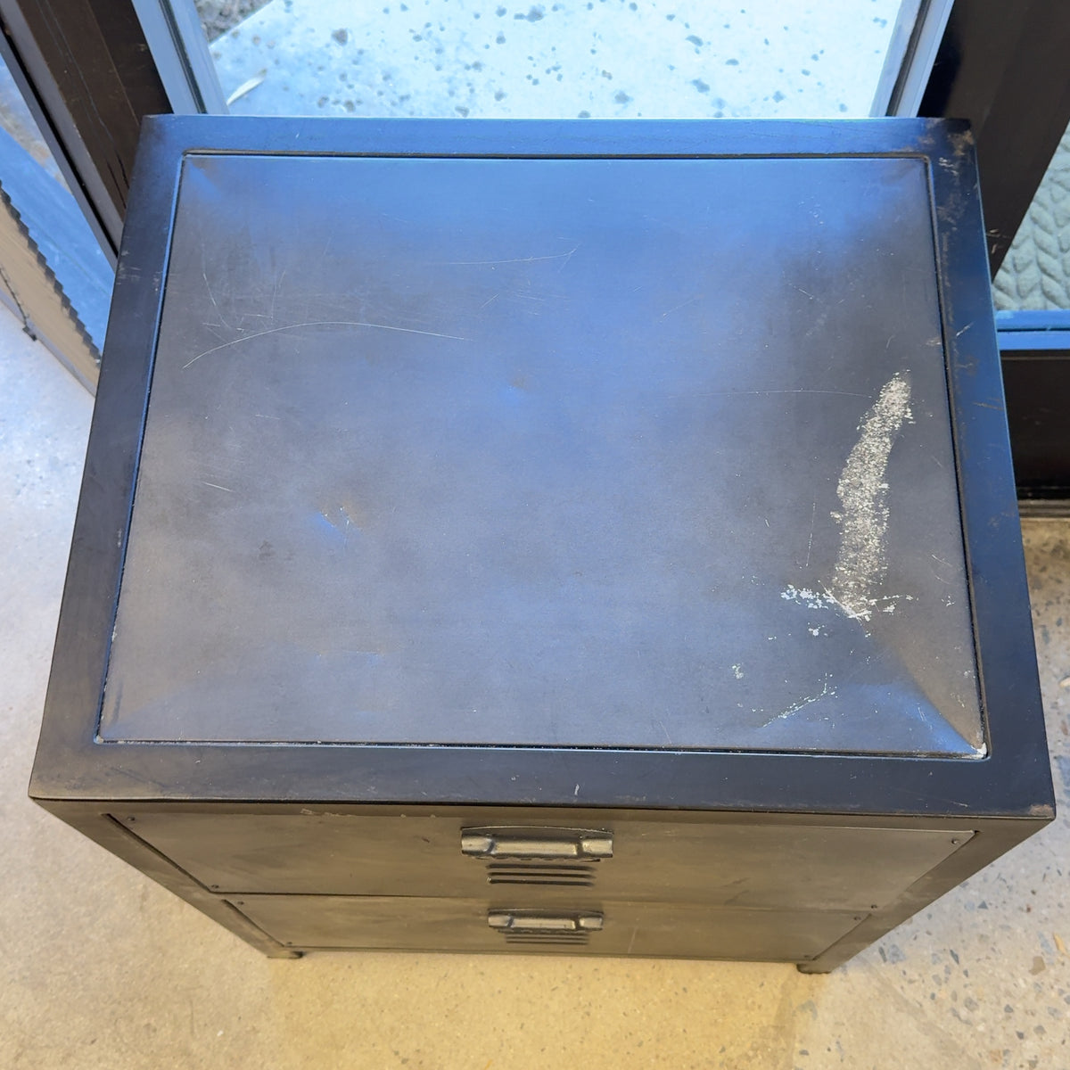 Restoration Hardware 2-Drawer Metal Nightstand / Side Table