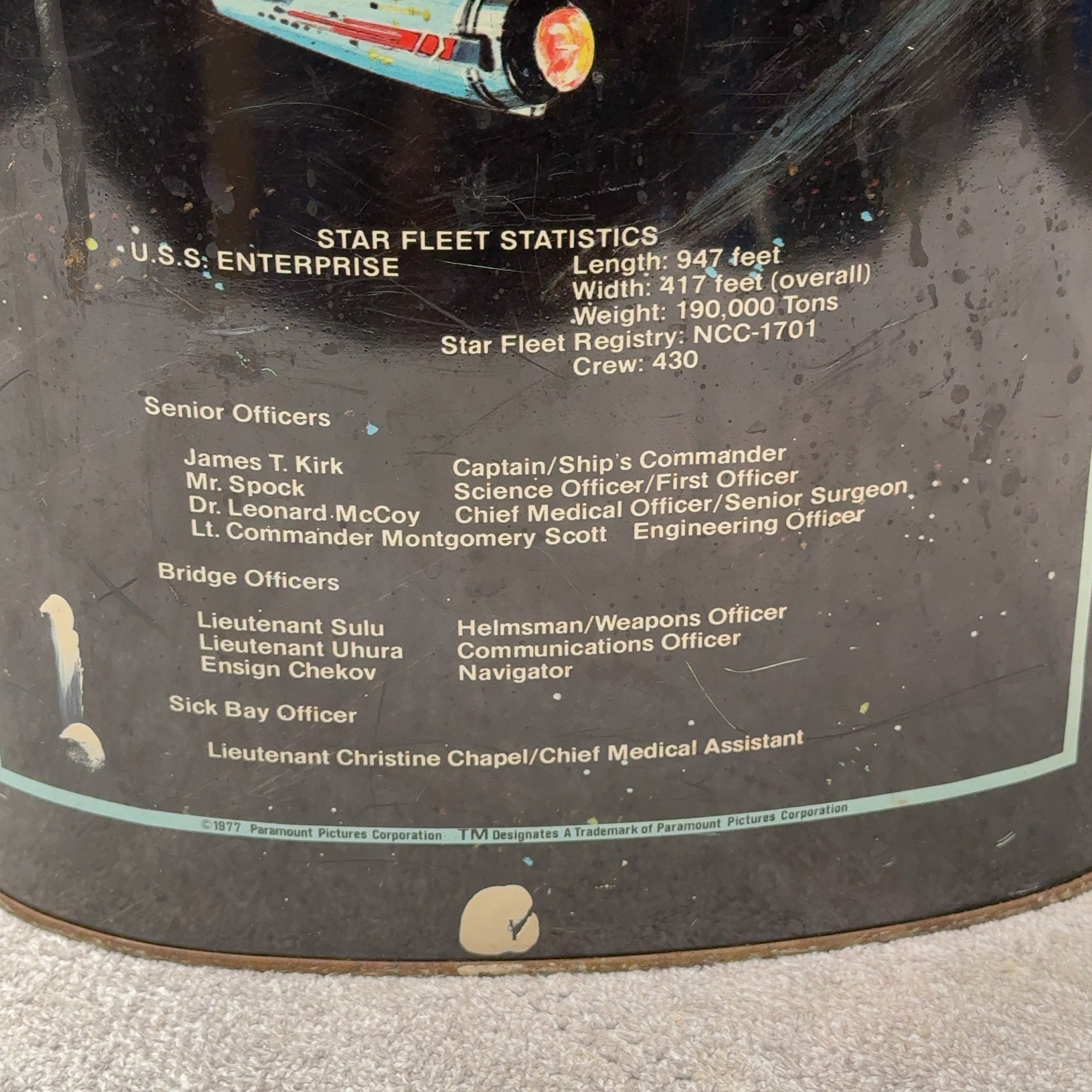 Rare! 1977 Star Trek USS Enterprise Metal Trash Can