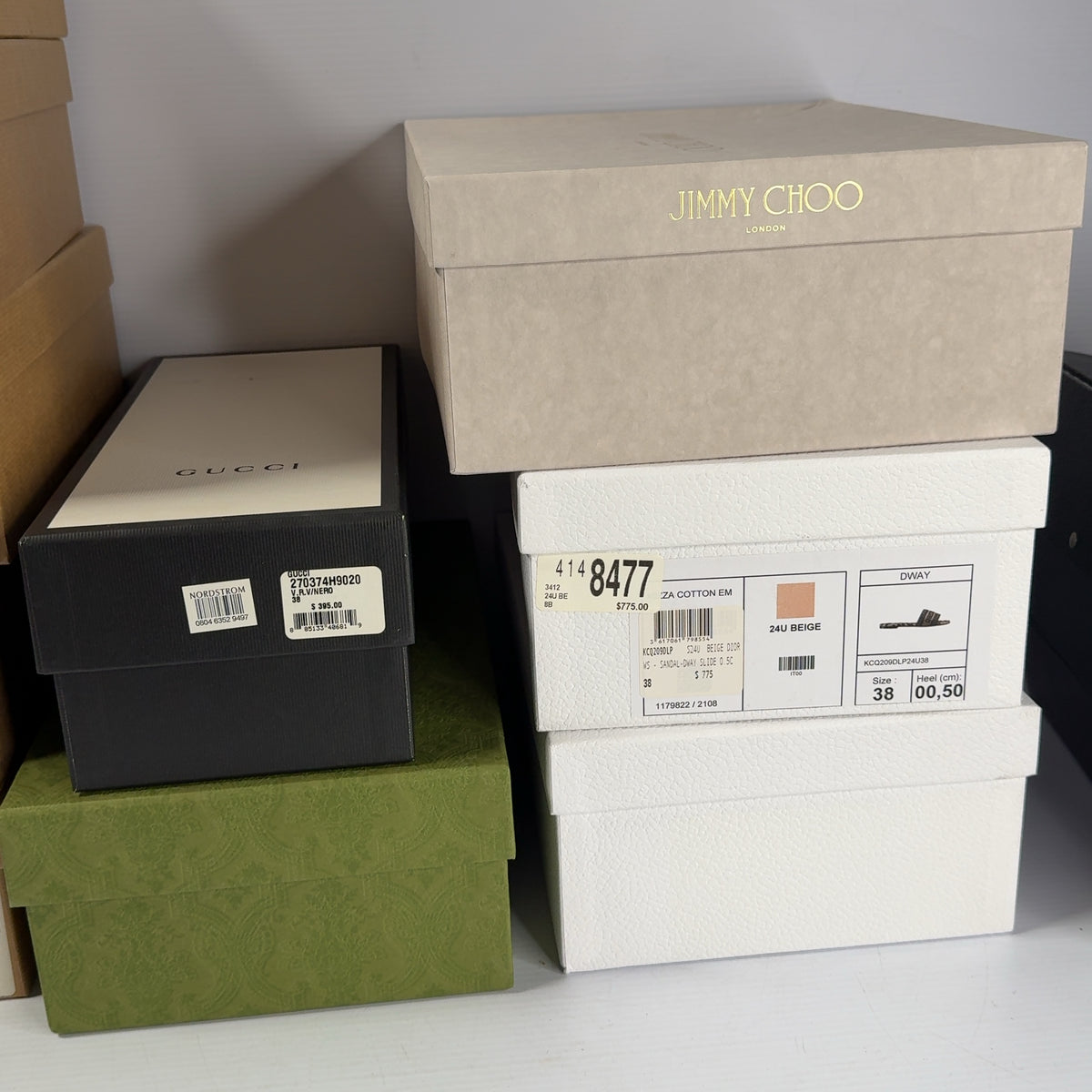 Lot of 14 Designer Shoe Boxes - Gucci, Dior, Louboutin, Jimmy Choo,...