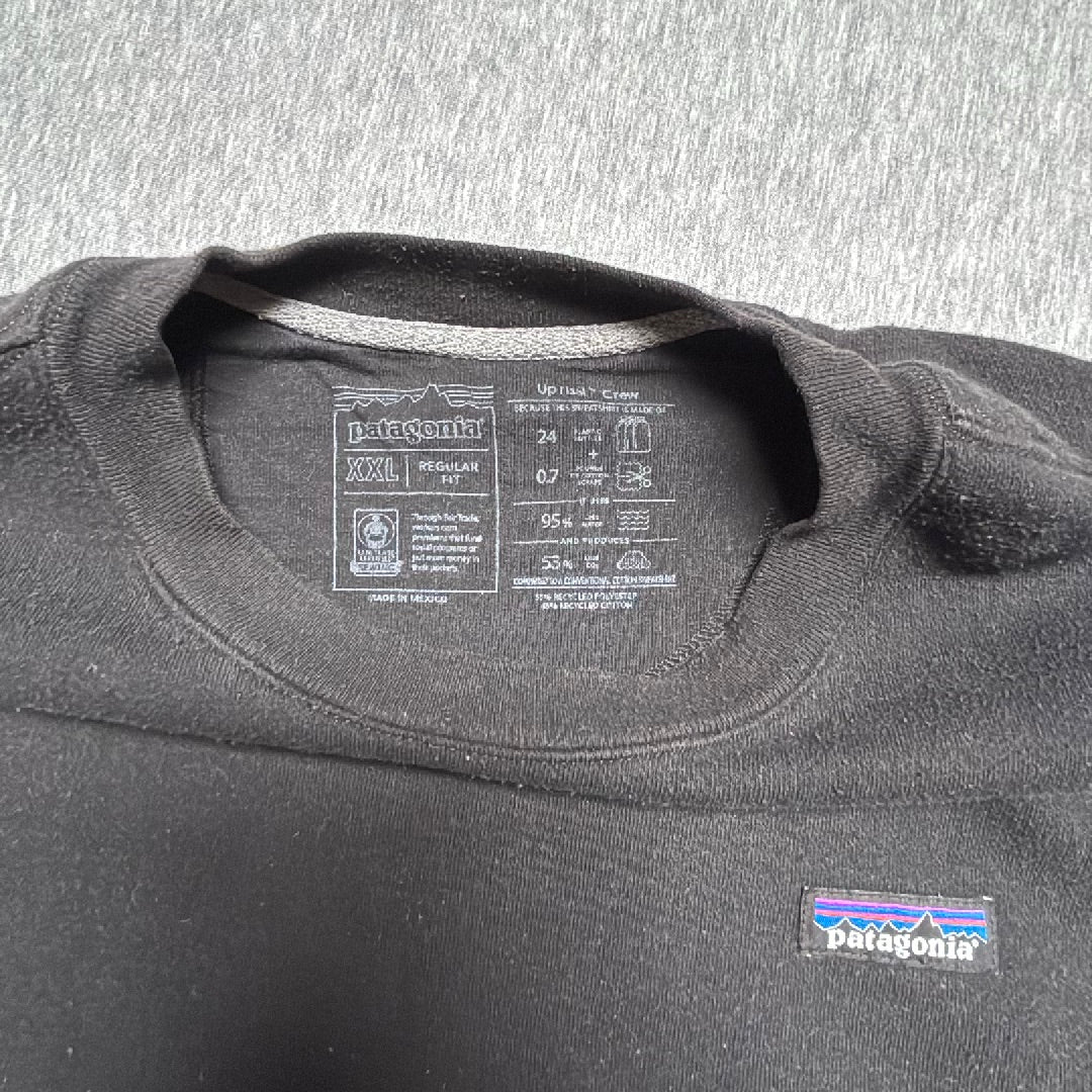 Patagonia Uprisal Crew Sweatshirt Mens XXL Black Recycled P-6 Logo Pullover