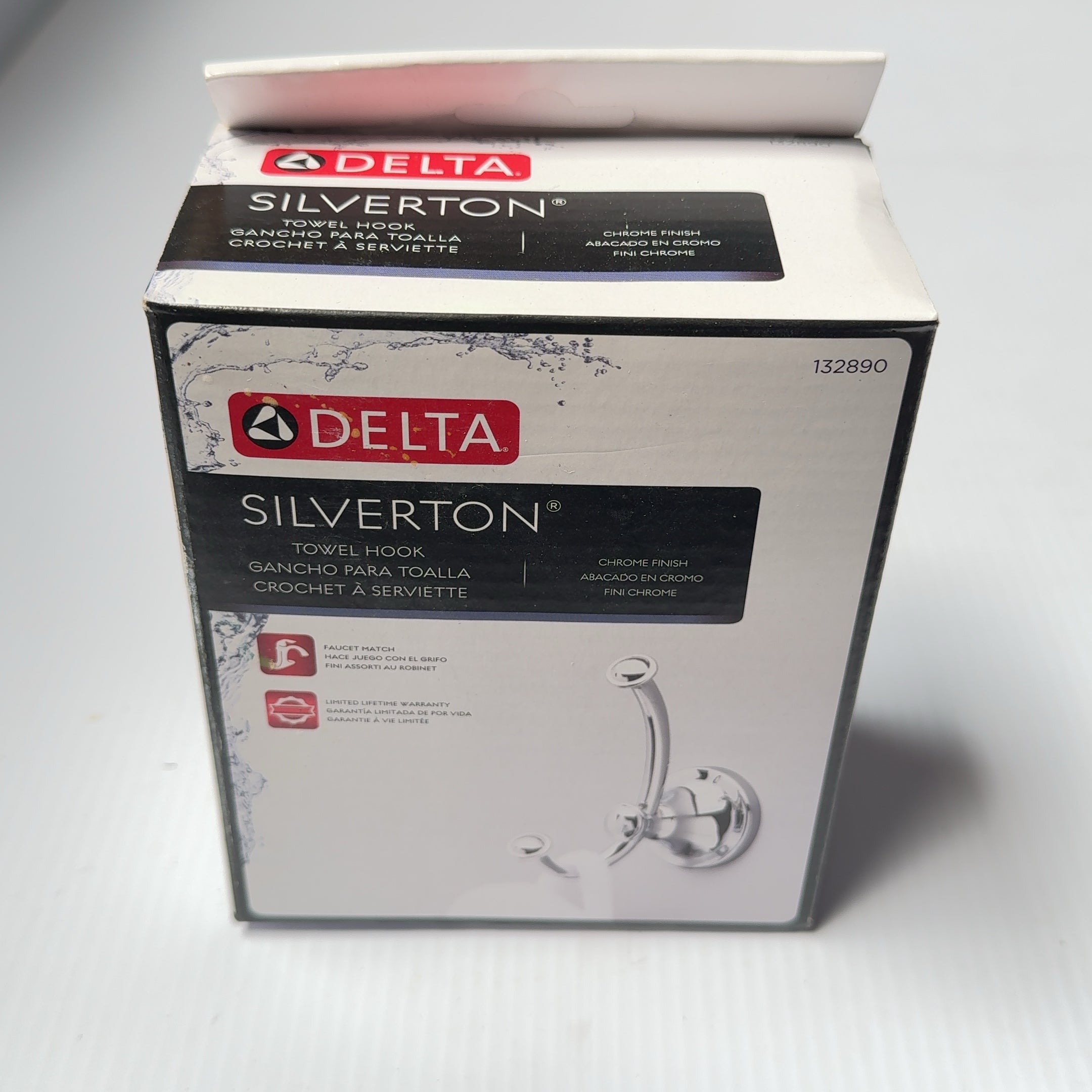 NEW! Delta Silverton Double Towel Hook Bath Hardware Accessory in Polished Chrome
