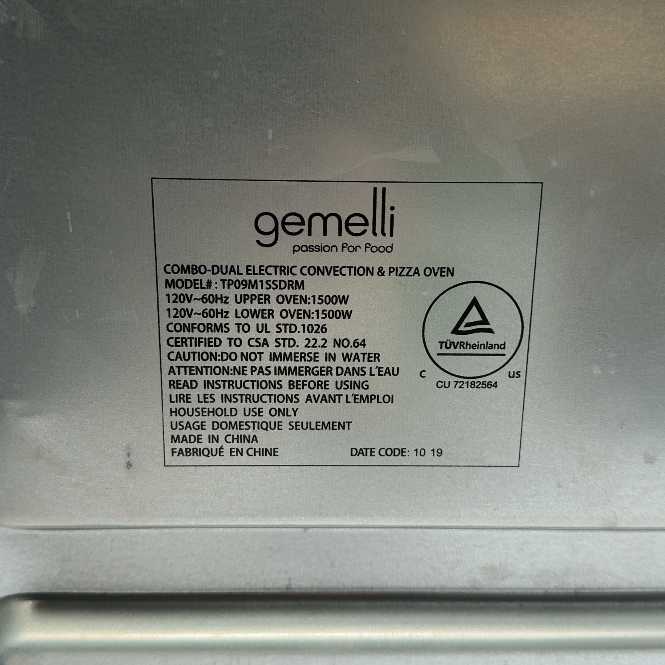 Gemelli Home Oven, Professional Grade Convection Oven with Built-In Rotisserie