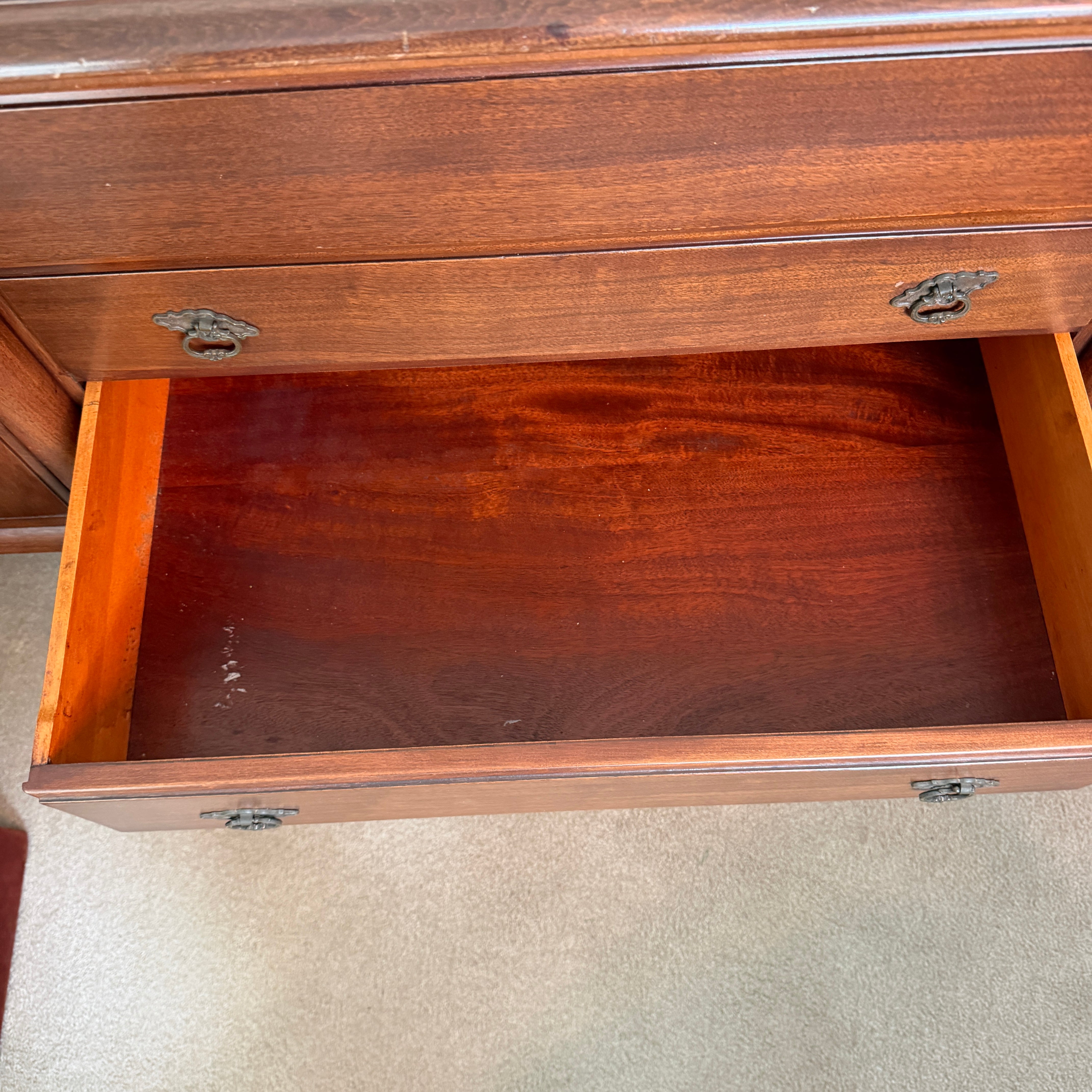 Vintage Queen Anne Mahogany Sideboard Buffet